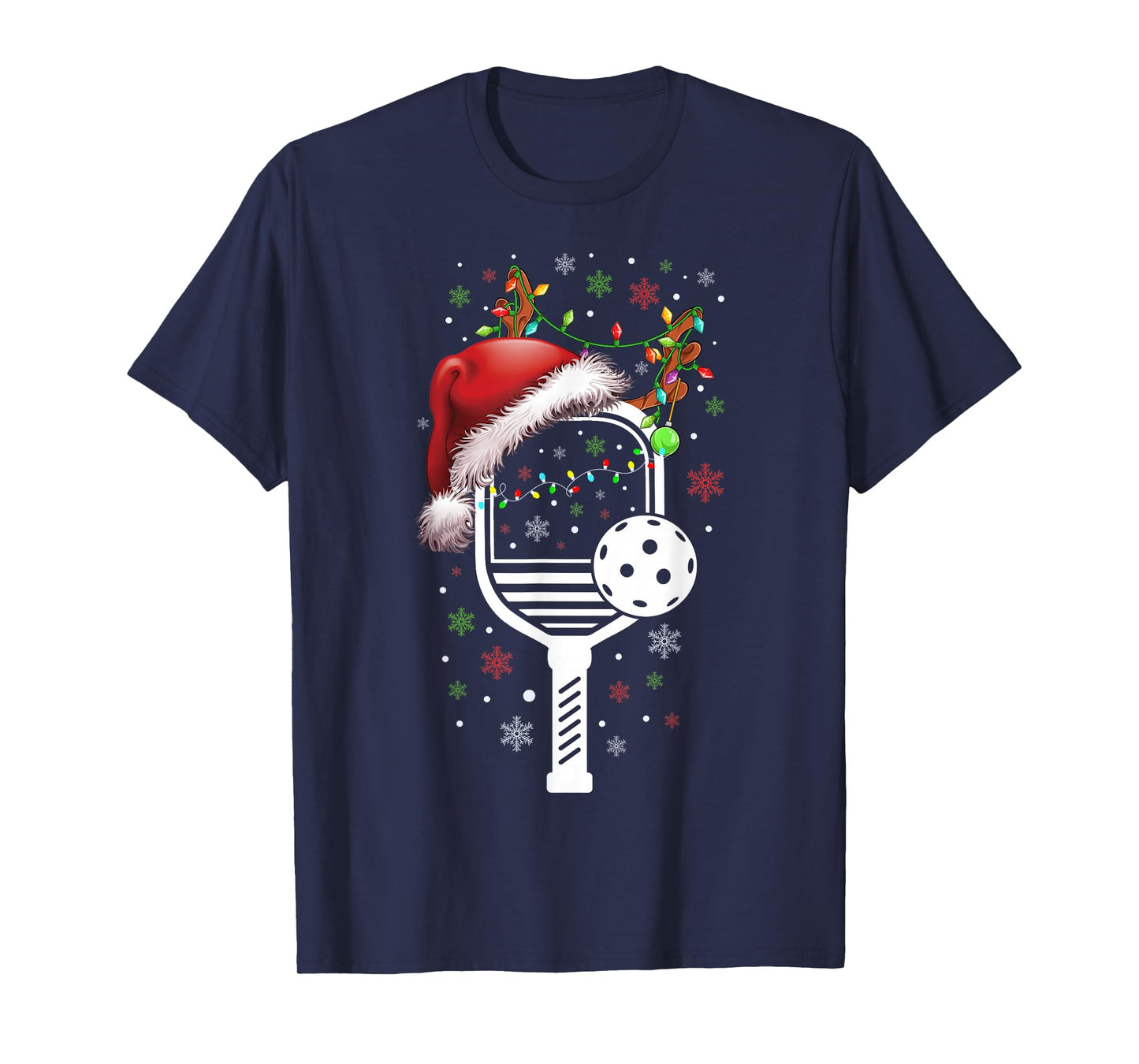 Pickleball Player Christmas Holiday Reindeer Xmas Women Men T-Shirt