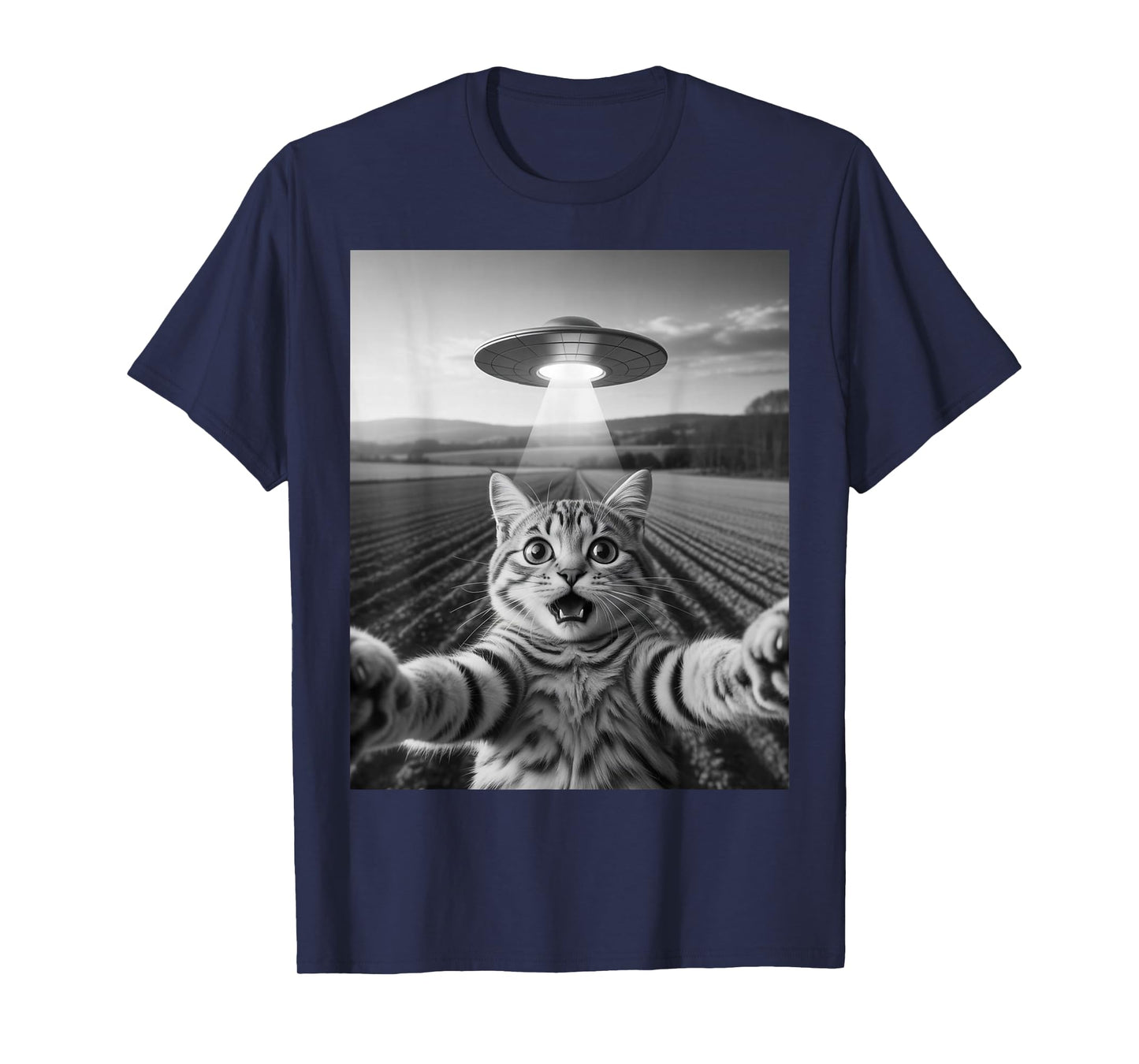 Cat Selfie with UFO Funny Cat for Men Women Kids T-Shirt