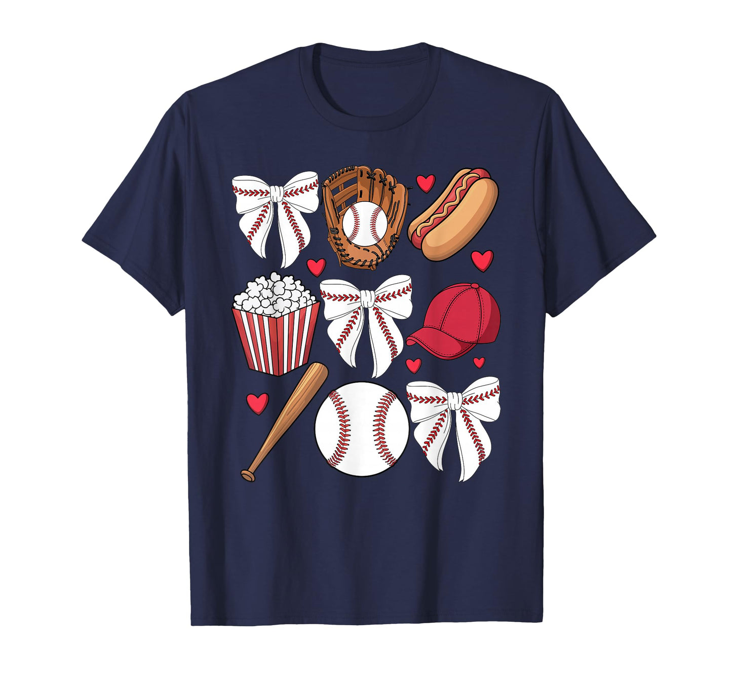 Baseball Coquette Bow Women Girls Baseball Cheer Mom Mama T-Shirt