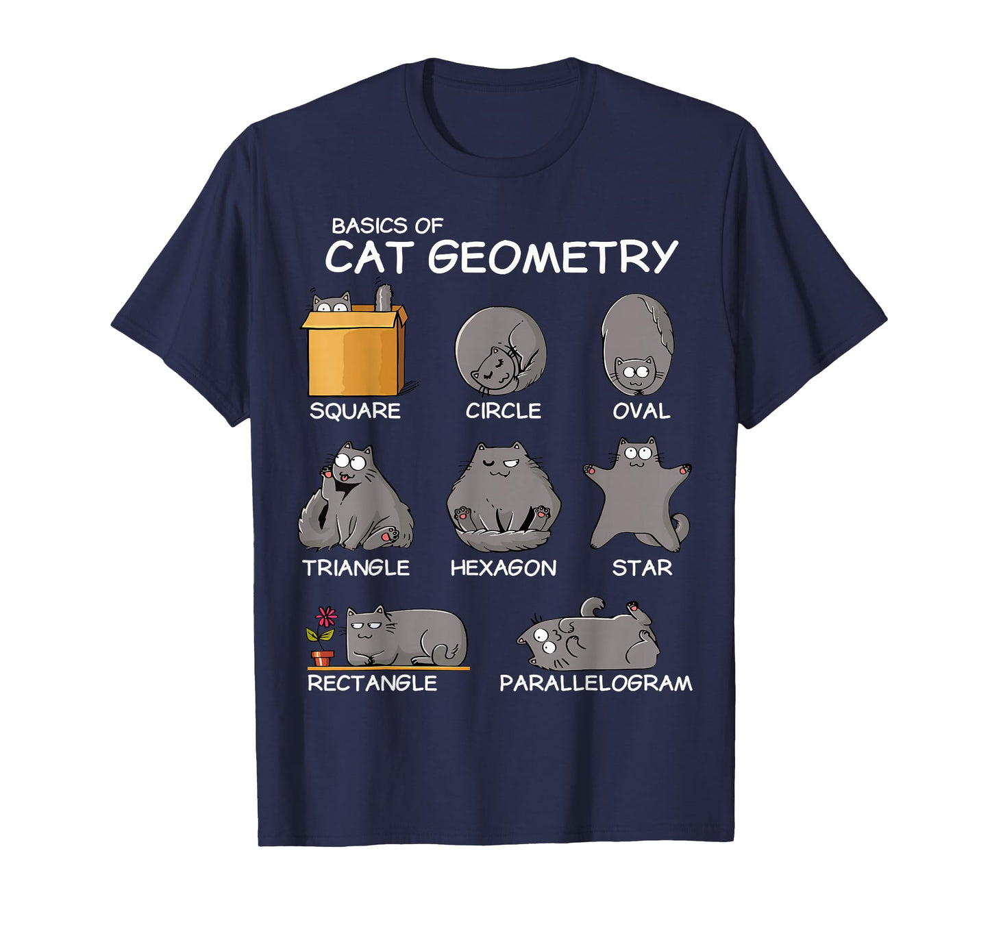 Cat Geometry Math Funny Cat Gifts For Cat Dad, Cat Mom, Kids T-Shirt, Small, Black