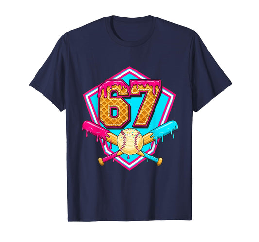 Baseball Drip Jersey Number 67 for Players & 67th Birthday T-Shirt