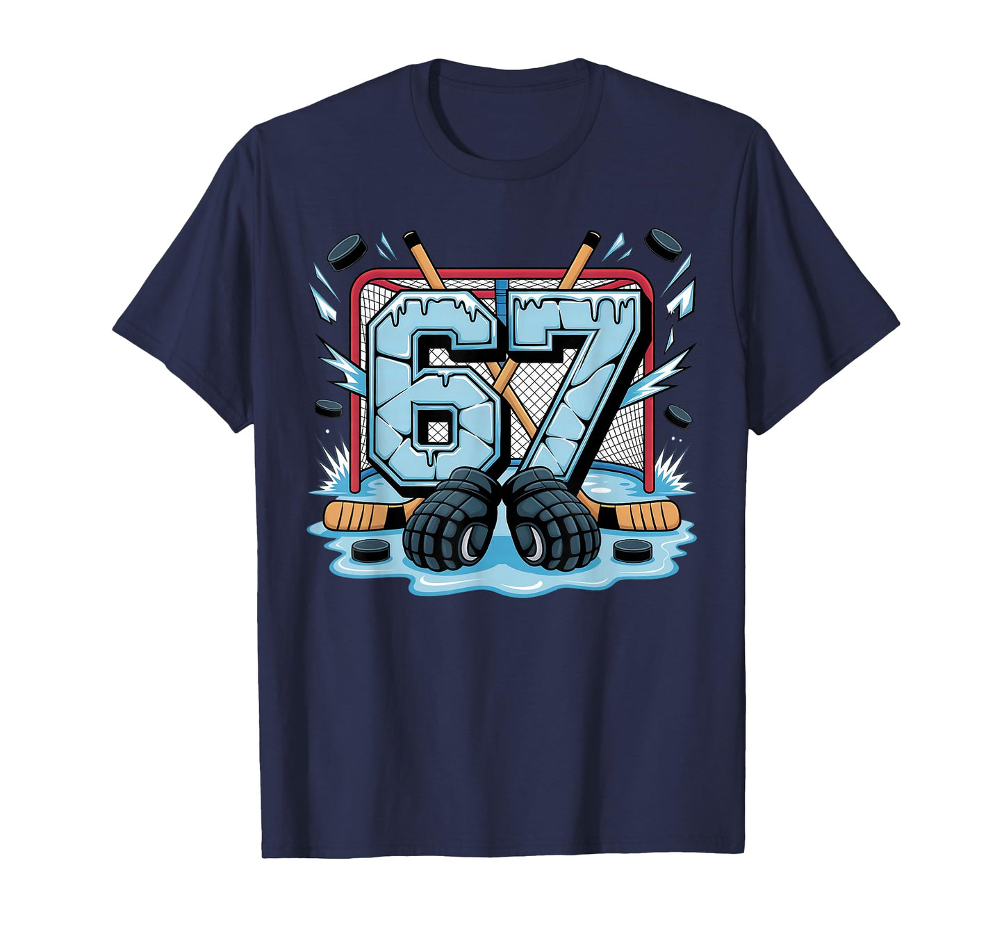 Hockey 67 Drip Ice Rink Gloves Meme Six Seven Sports Boys T-Shirt