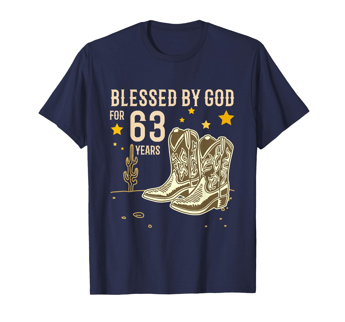 Vintage Blessed by God for 63 Years Cowboy 63rd Birthday Men T-Shirt
