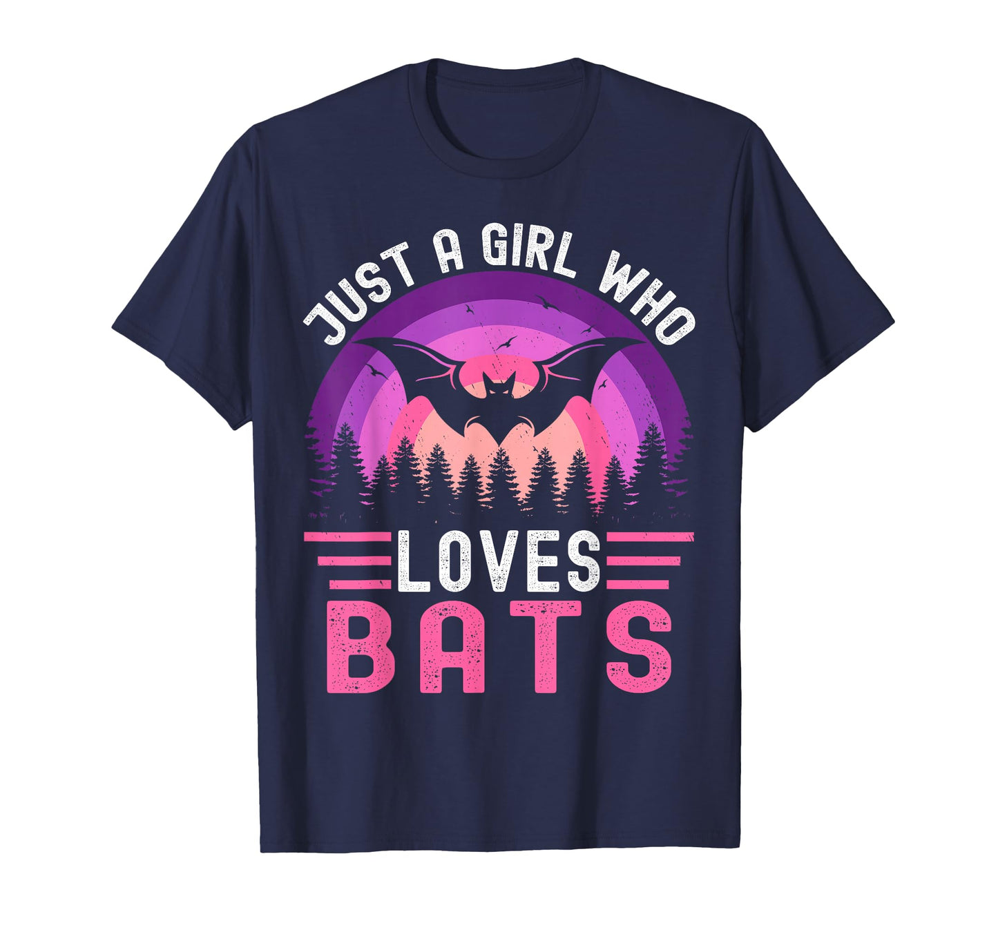 Vintage Bat Just a Girl Who Loves Bats Funny Bat Halloween T-Shirt