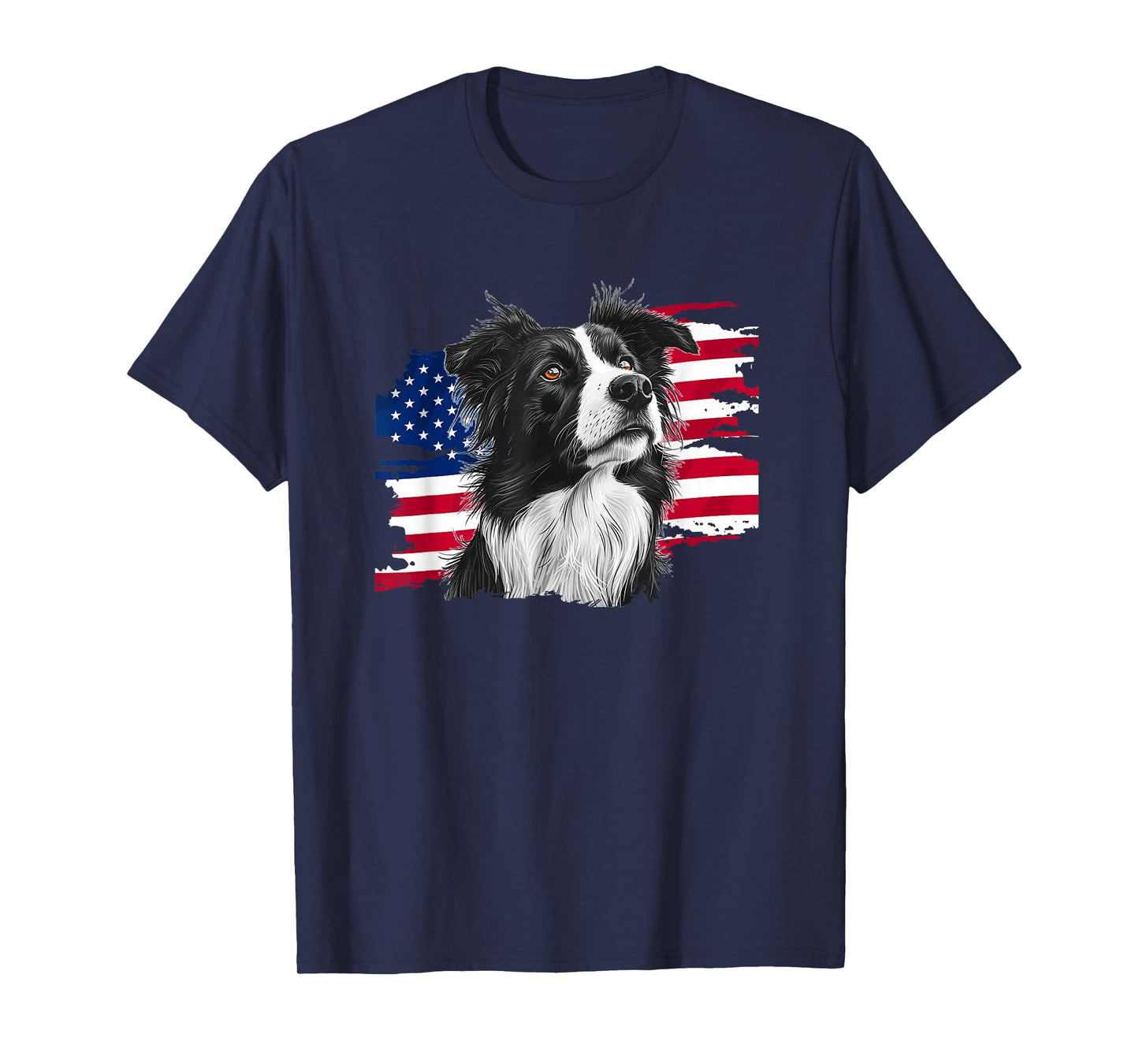 USA Flag 4th of July Border Collie Lover T-Shirt