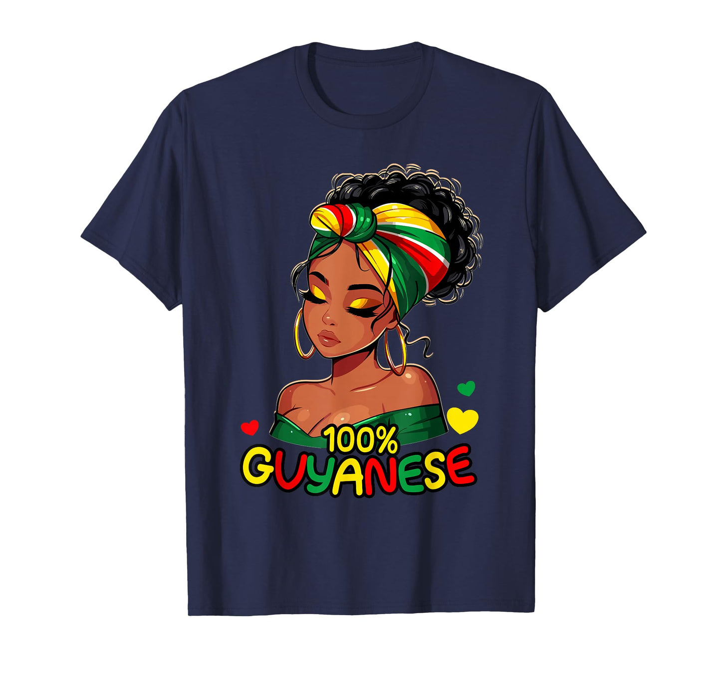 100% Guyanese Messy Bun Girl, Guyana Flag Colors Women's T-Shirt