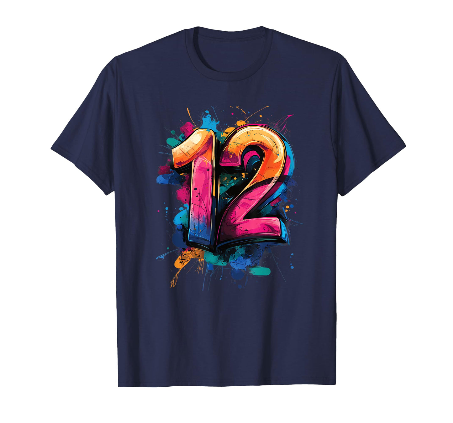 Number 12 12th Birthday Twelve Year Old Boys Girls Graffiti T-Shirt