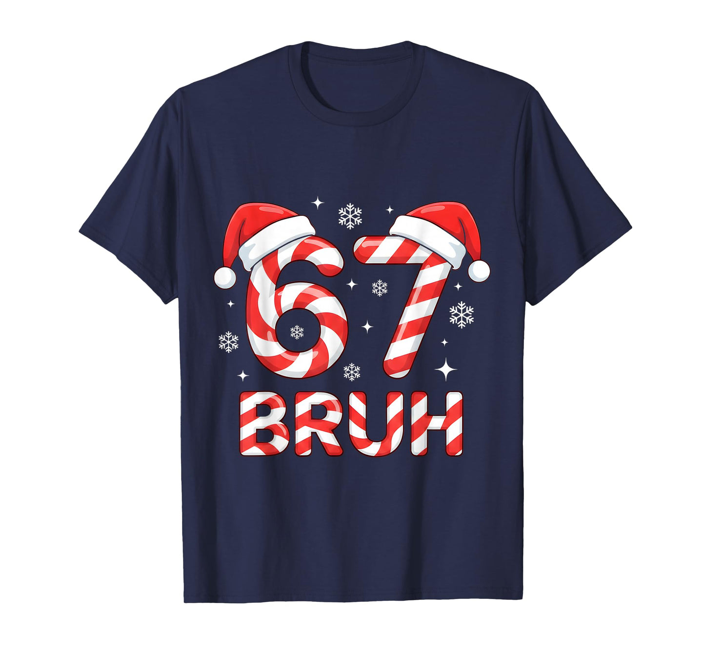 67 Meme Six Seven Memes Candy Cane Christmas Boys Girls Kids T-Shirt