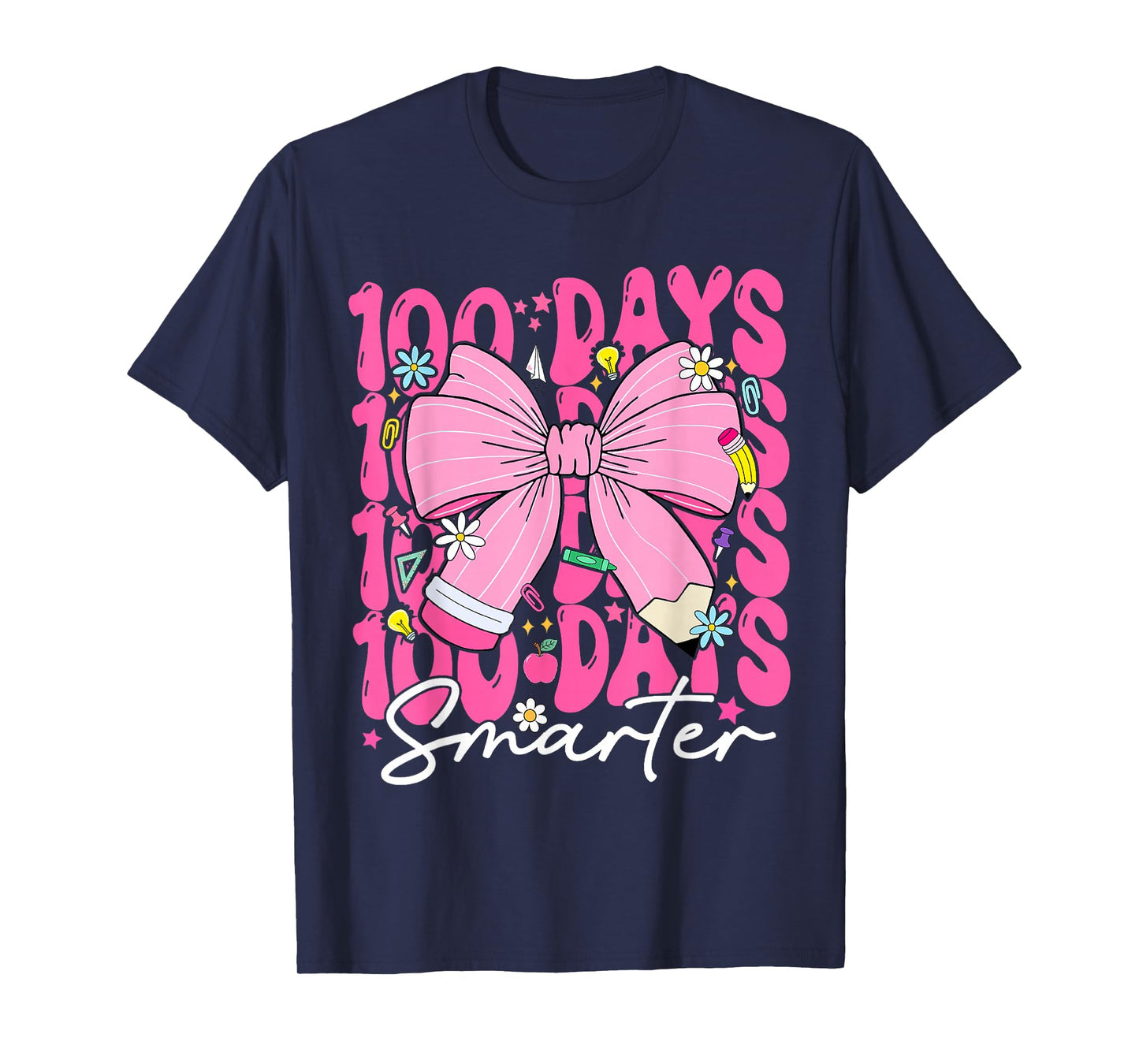 100 Days Smarter Kids Girls Happy 100th Day of School Kids T-Shirt