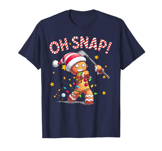 Oh Snap Gingerbreadman Xmas Golfer Golf Christmas Golfing T-Shirt