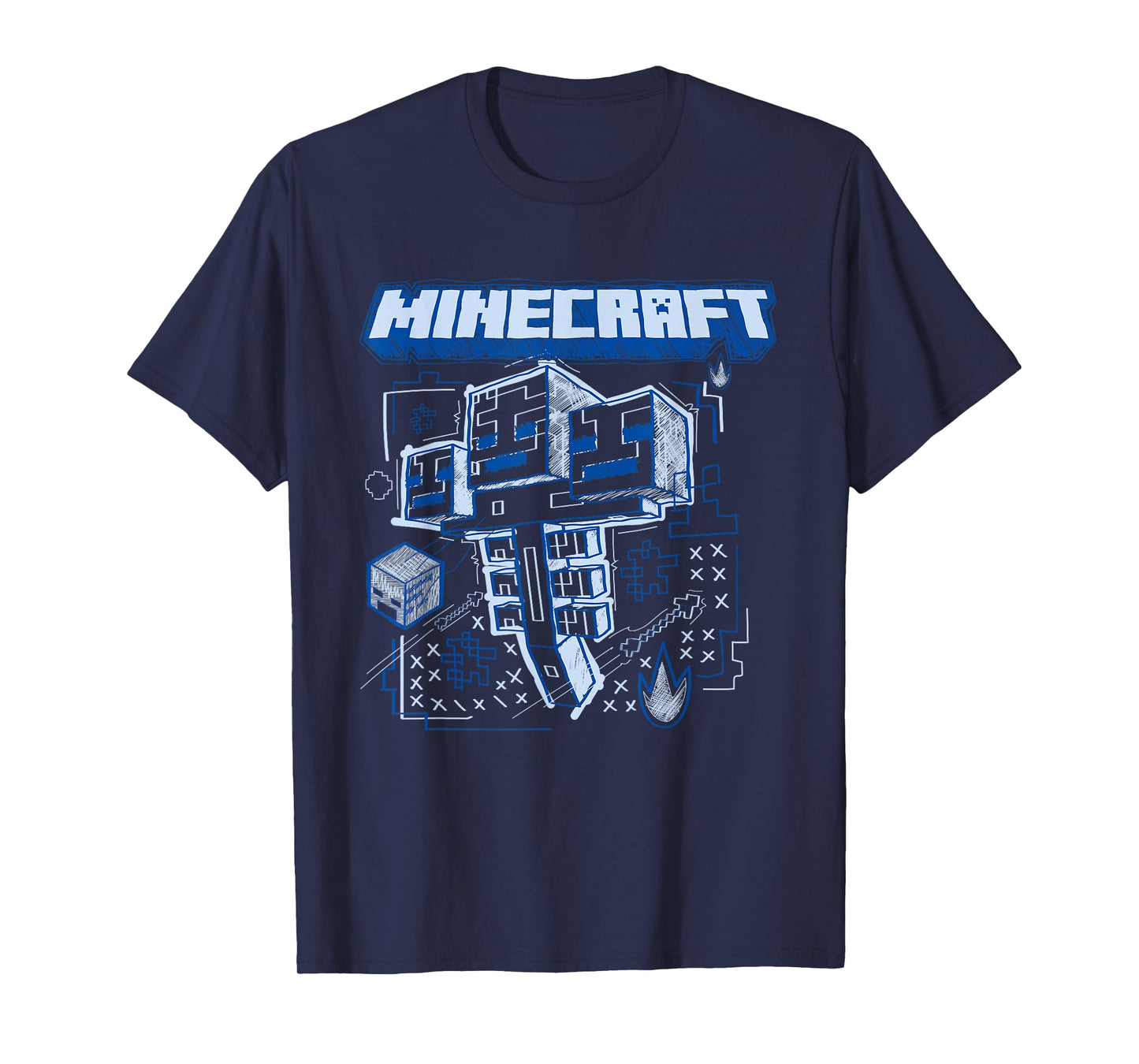 Minecraft Wither Boss Blueprint Sketch T-Shirt