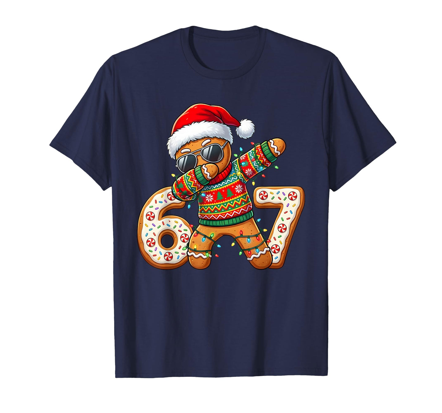 Funny Gingerbread Six Seven 67 Ice Cream Drip Christmas Boys T-Shirt