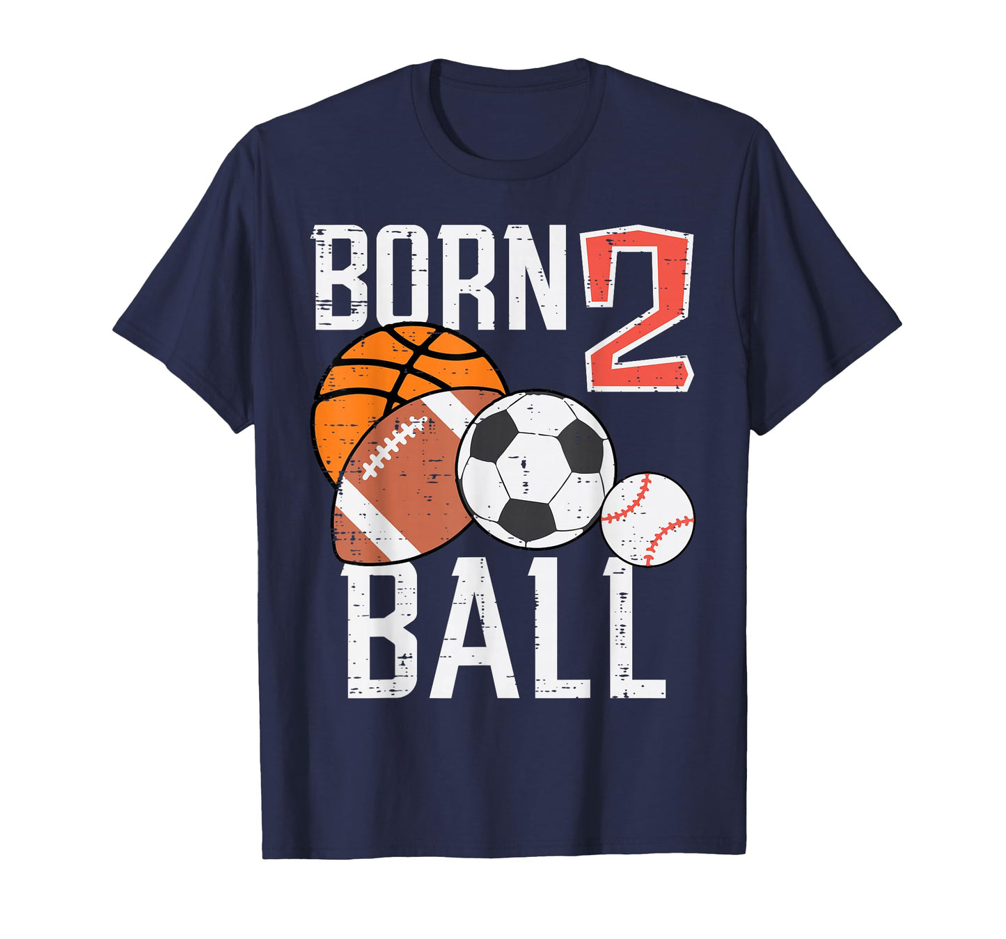 Born Basketball Football 2nd Birthday Toddler Boy Kid T-Shirt
