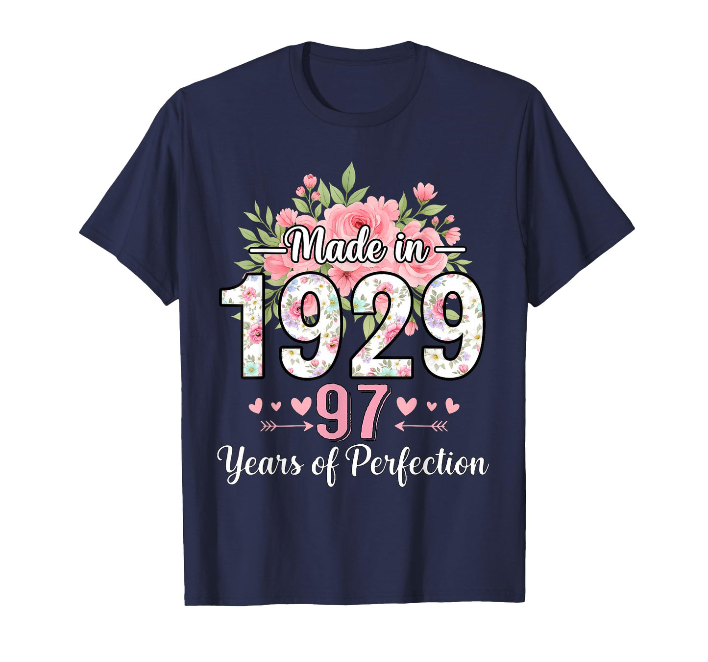 Made in 1929 Floral 97th Birthday Gifts Women 97 Years Old T-Shirt
