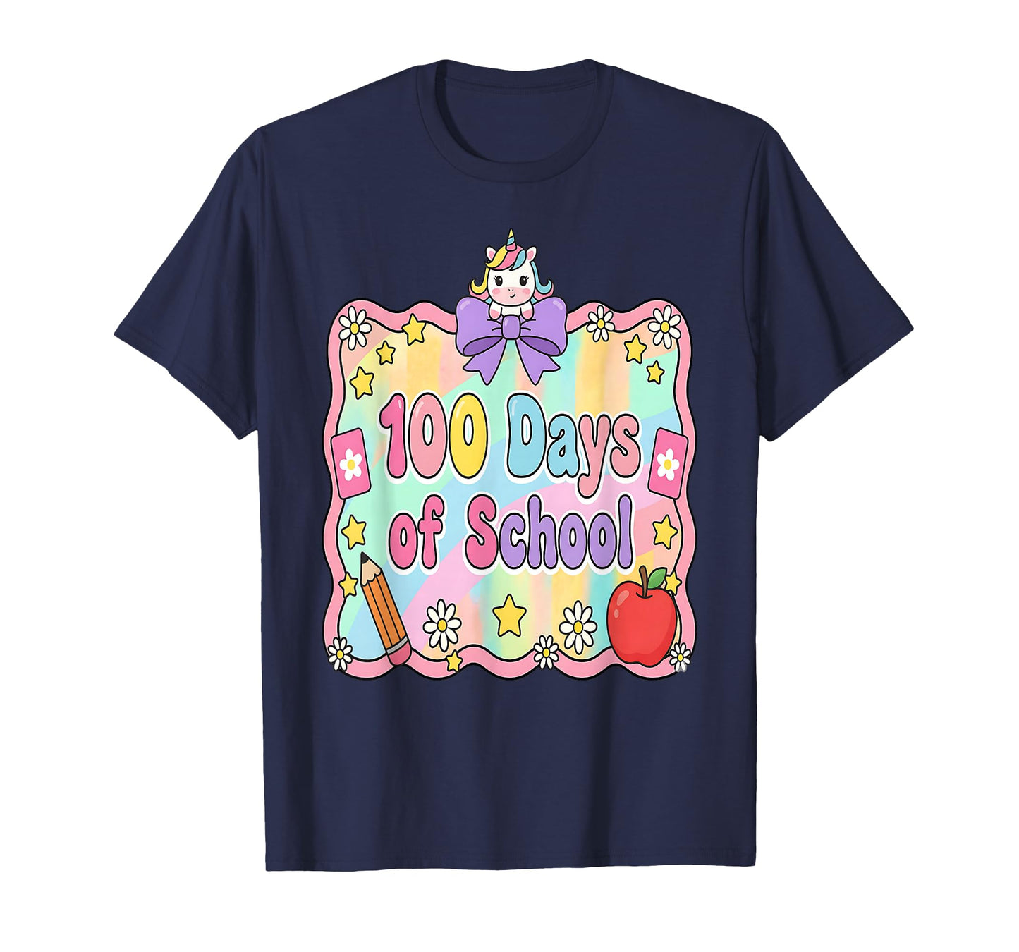 100 Days of School Girls Unicorn 100th Day of School Kids T-Shirt