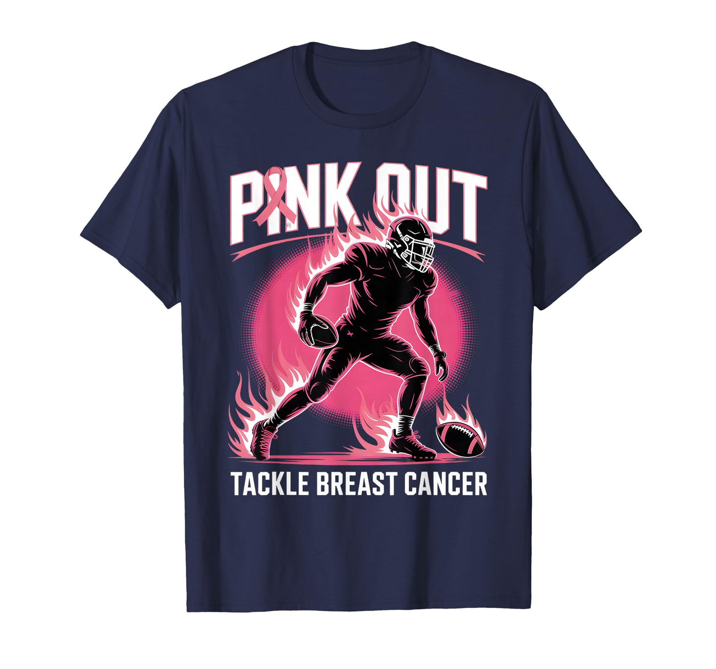 Pink Out Tackle Breast Cancer Team Support American Football T-Shirt