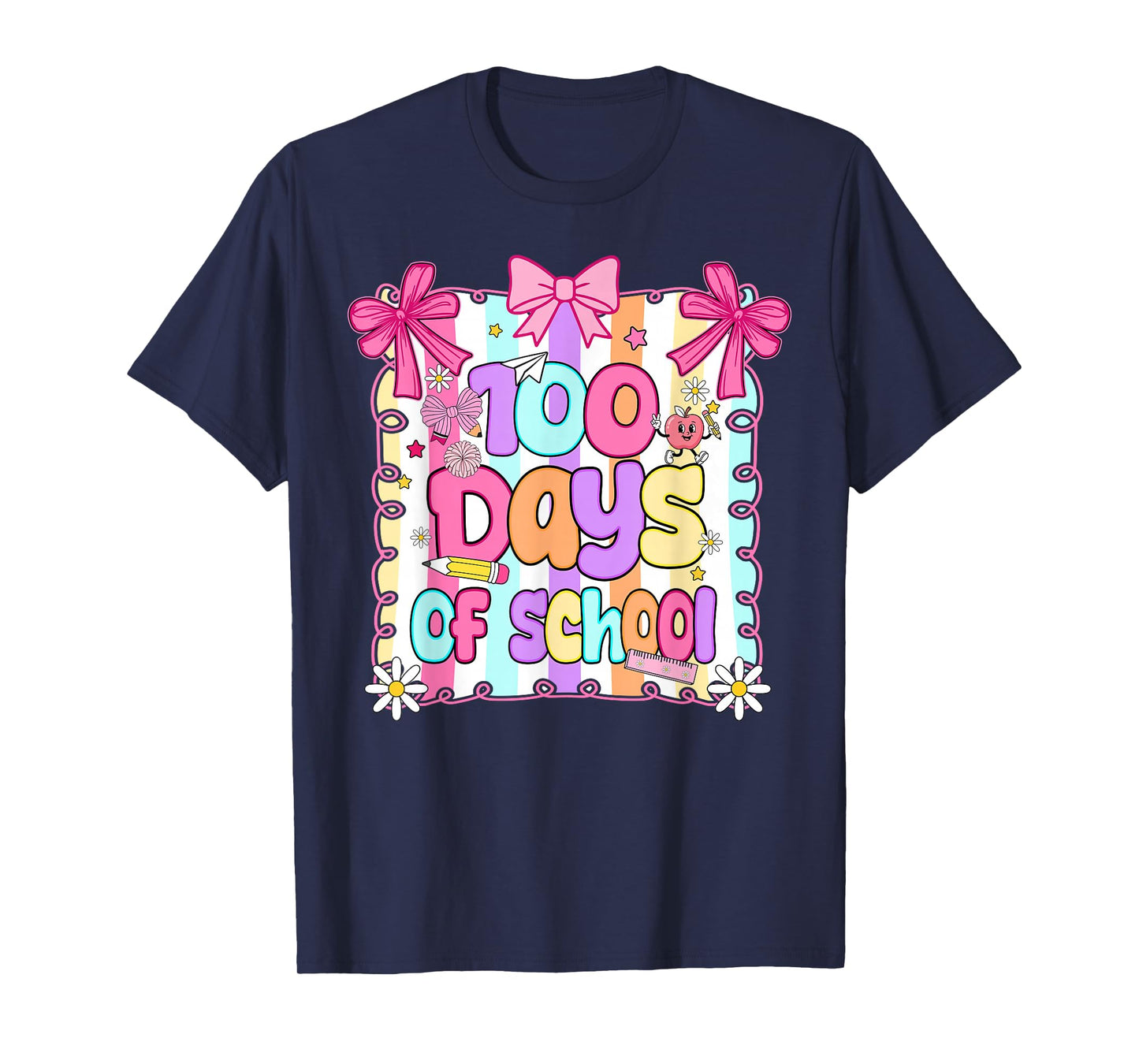 100 Days of School Girls Teachers 100th Day of School Preppy T-Shirt