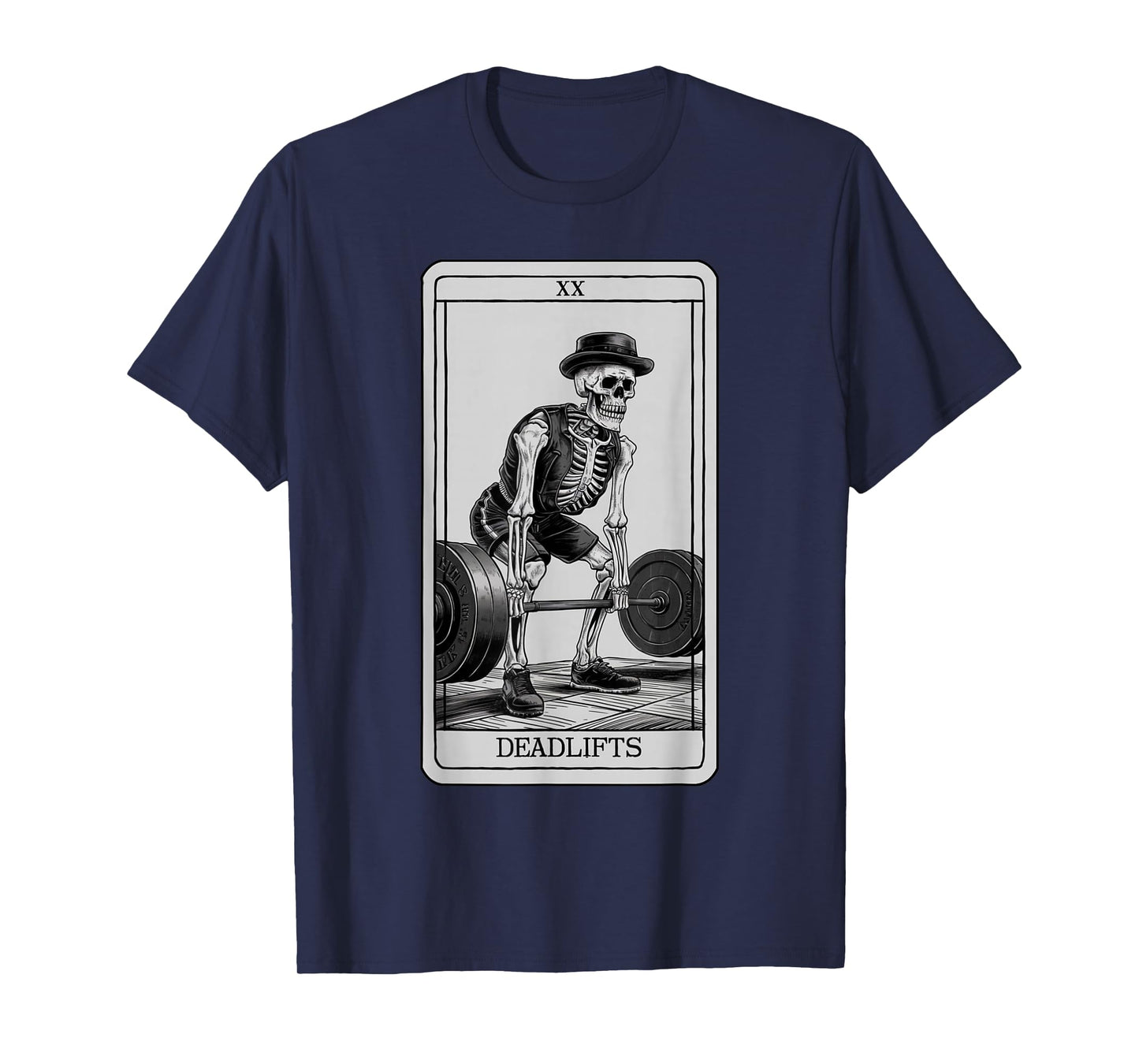 Skeleton Tarot Card Deadlifts Powerlifting Weightlifting Gym T-Shirt
