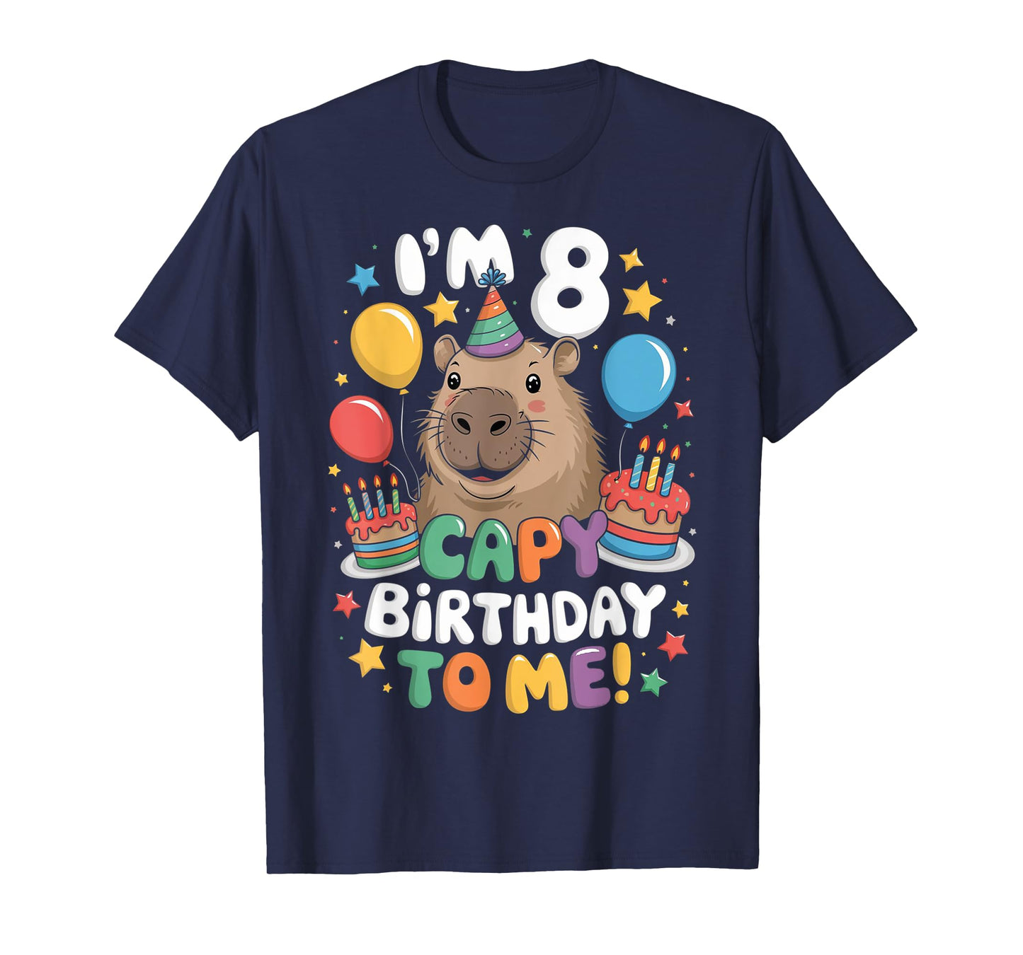 I'm 8 Year Old Capy Birthday To Me 8th Birthday Capybara T-Shirt