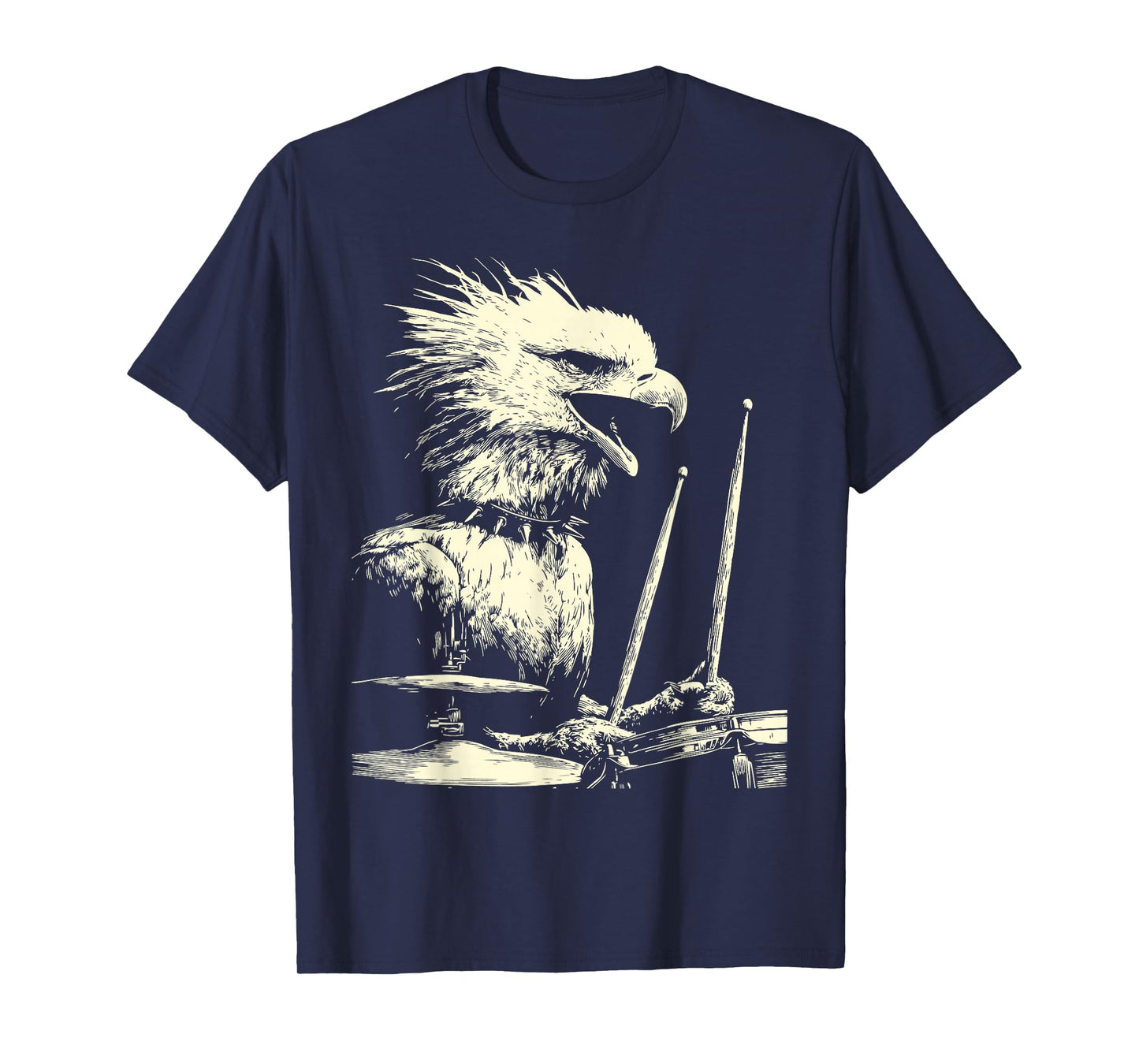 Bald Eagle Playing Drums Funny Musician Animal Drummer Punk T-Shirt