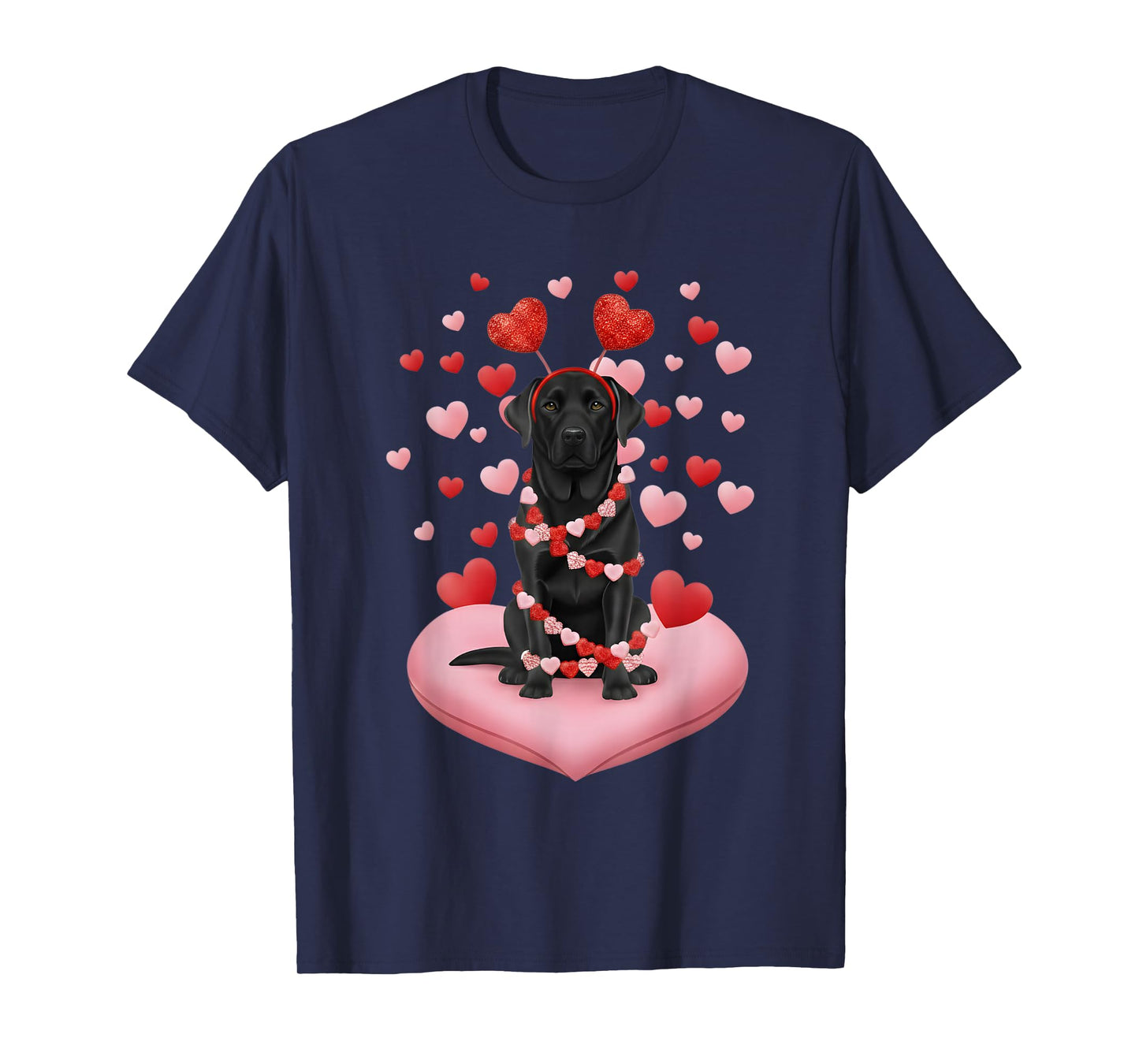 Labrador Retriever Valentines Day Dog Black Lab Hearts T-Shirt