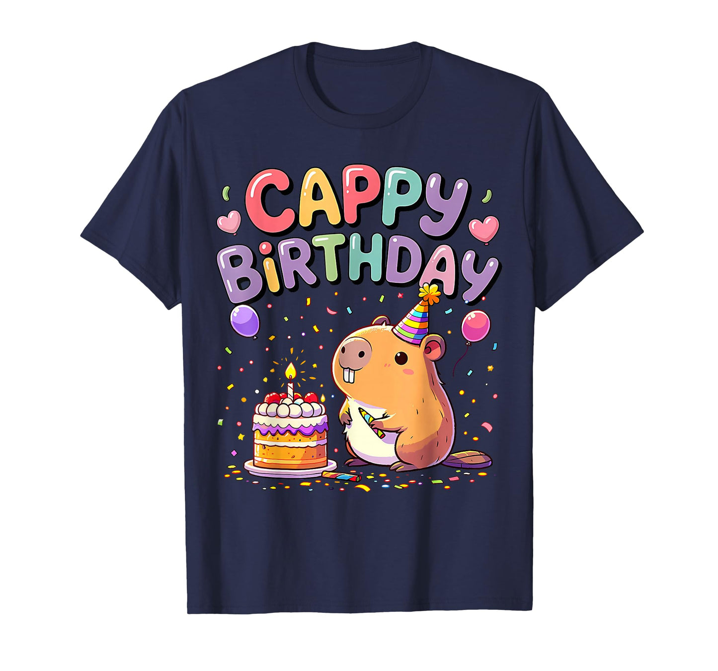 Cappy Birthday Capybara Lovers Girl Boy Happy Birthday Party T-Shirt