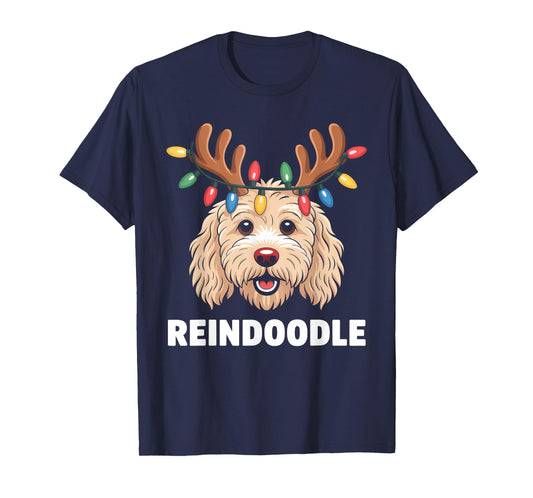 Reindoodle Cute Doodle Dog Christmas T-Shirt