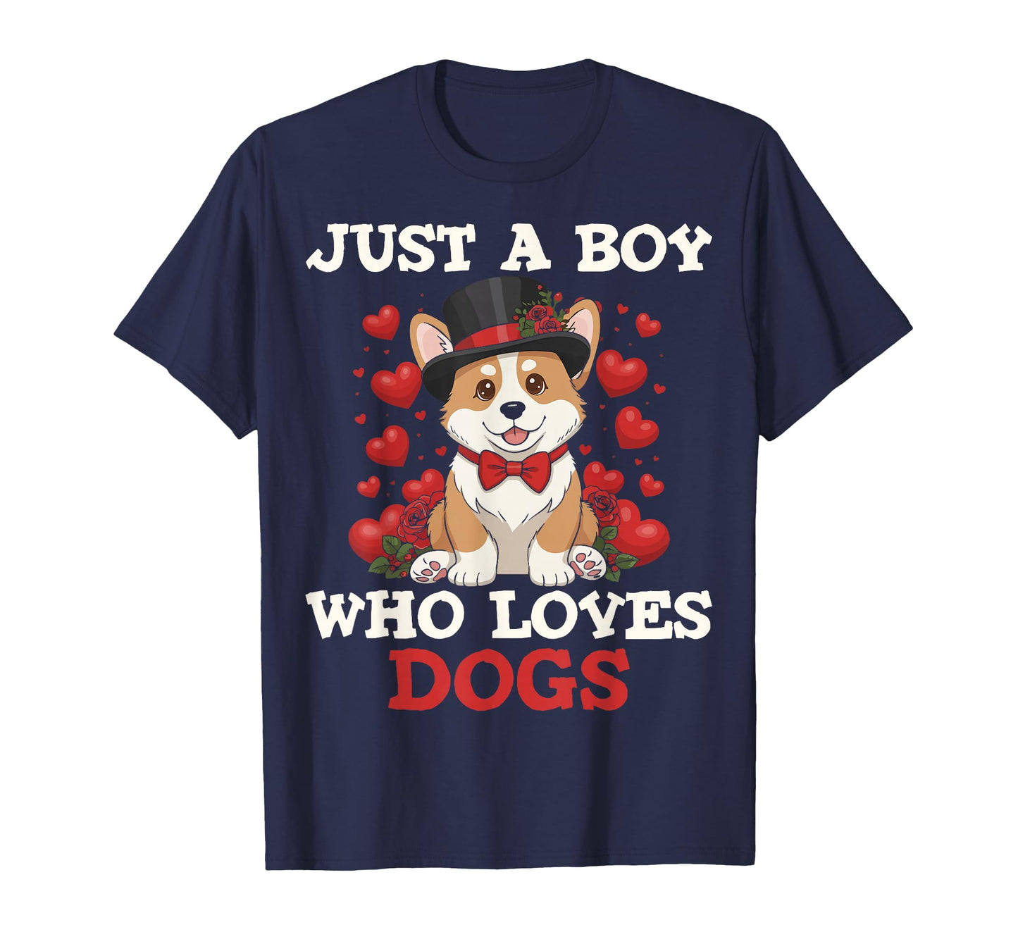 Just A Boy Who Loves Dogs Cute Corgi Dog Pet Animal Lovers T-Shirt
