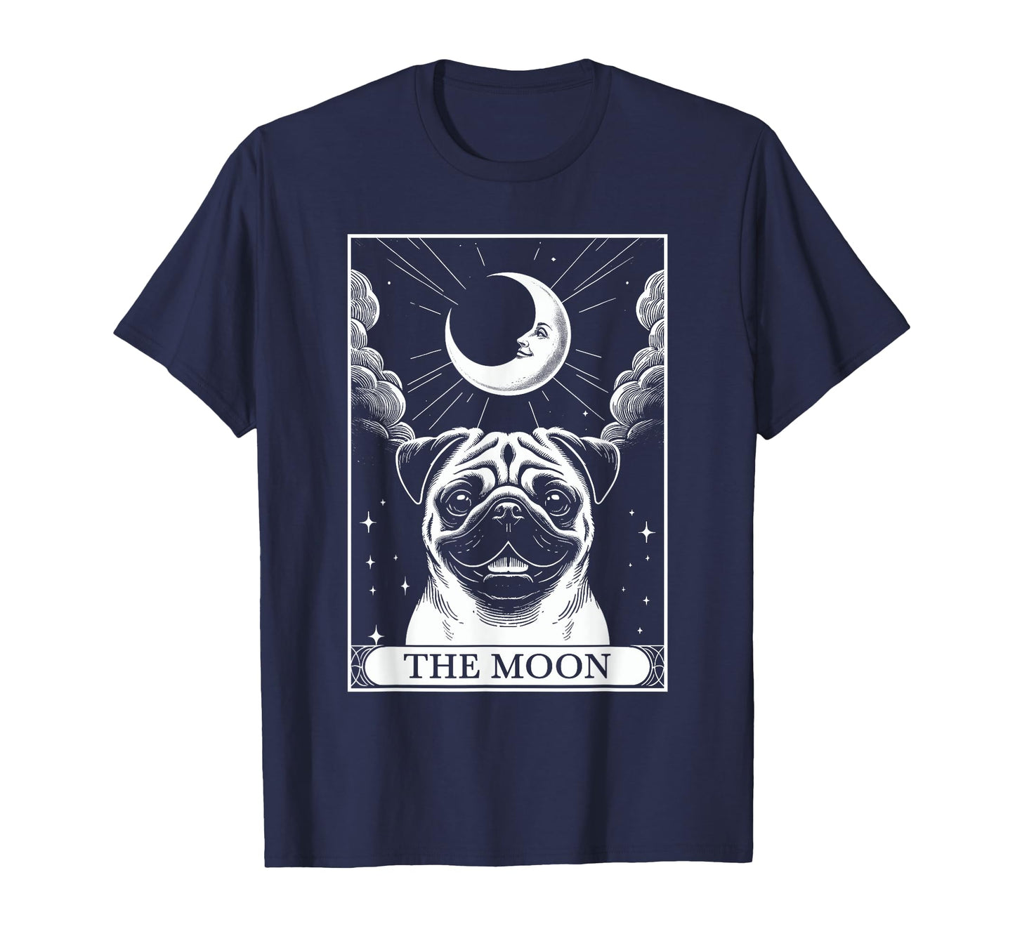 Tarot Card Vintage Crescent Moon Pug Mom Dog Lovers Men Women Kids T-Shirt