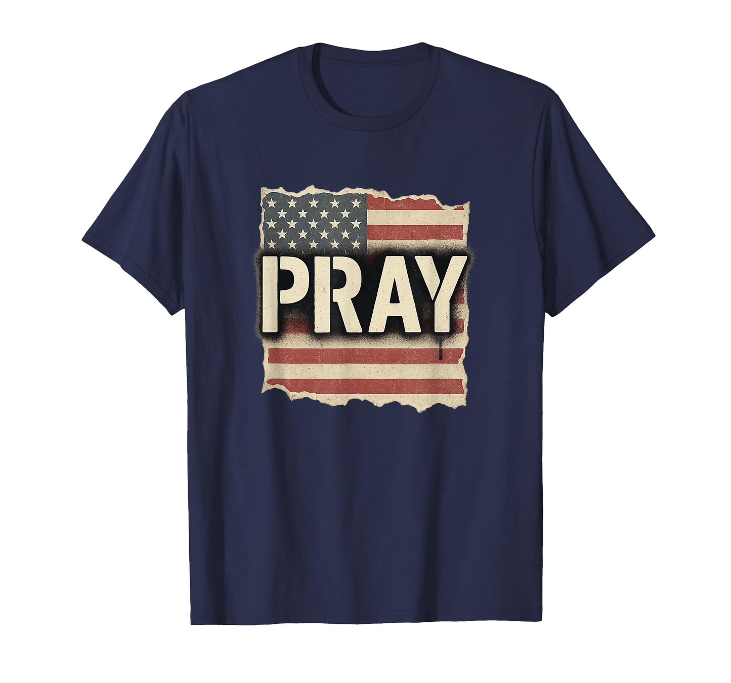 Pray Over America Patriotic Christian Flag Design - Prayer T-Shirt