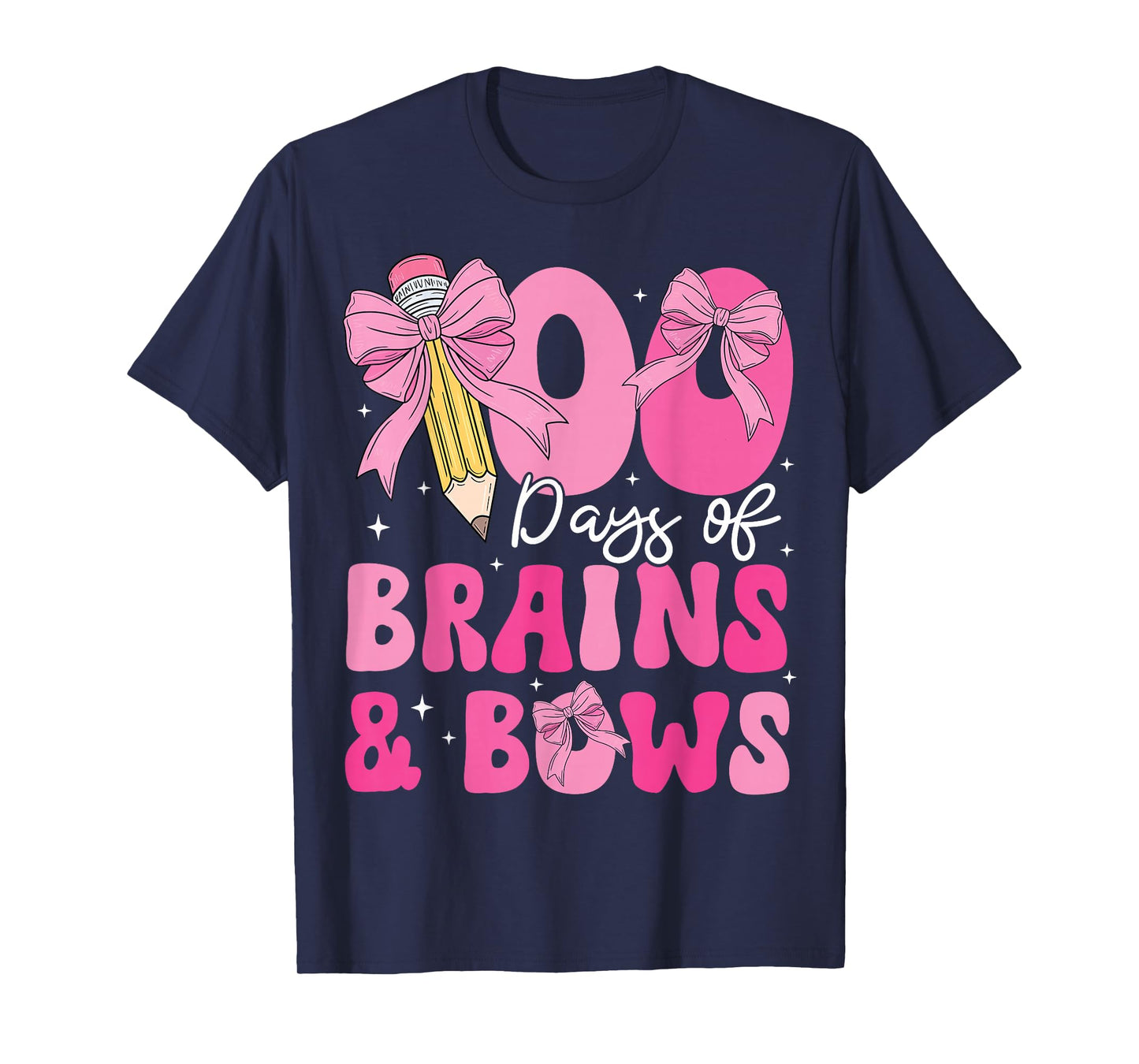 100 Days of School Brains and Bows 100th Day of School Girls T-Shirt