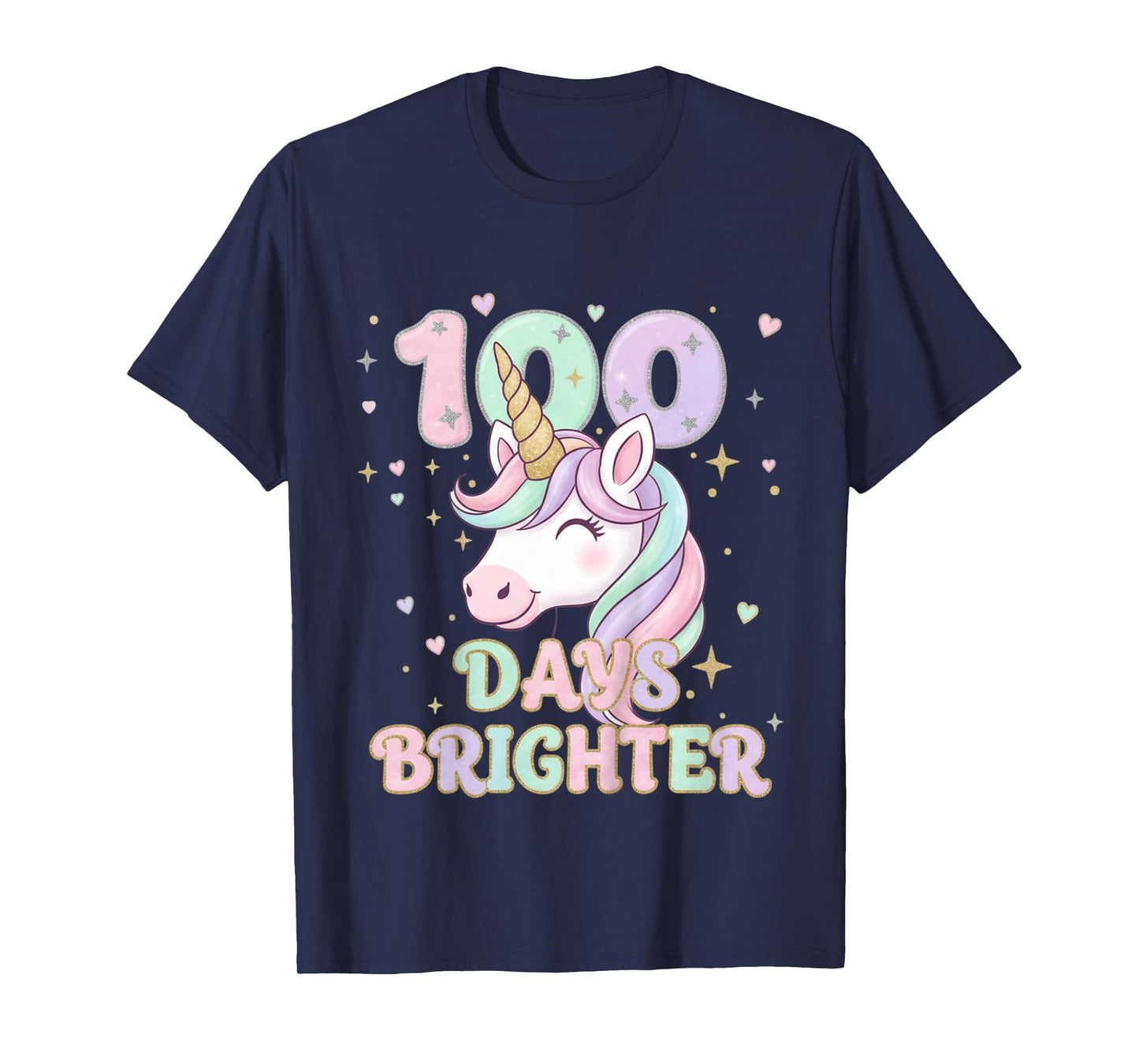 100 Days of School Unicorn 100 Days Brighter T-Shirt