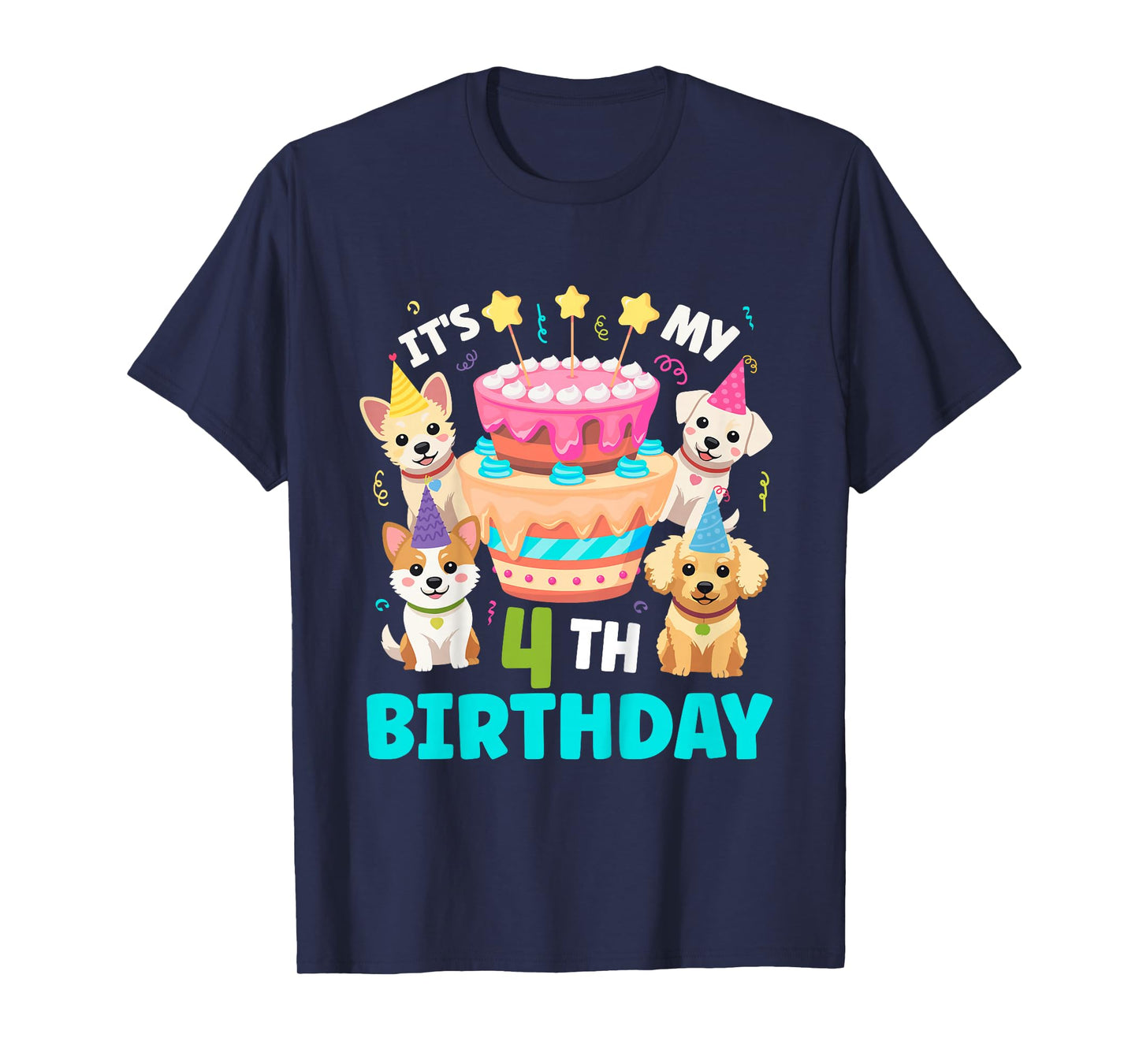 4th Dog Birthday Party Four Year Old Puppy Birthday T-Shirt