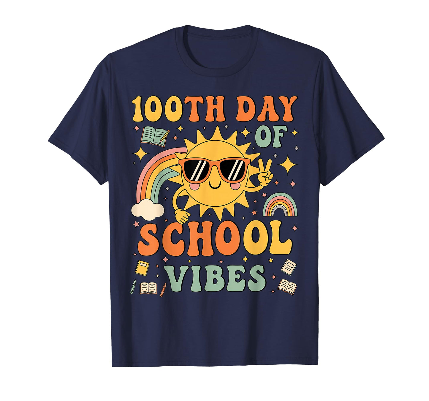 100th Day of School Vibes Cute Smile Face 100 Days of School T-Shirt