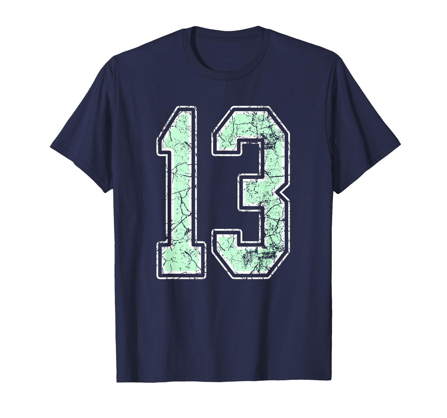 Mint Green White Sports Number 13 Jersey Uniform Player T-Shirt