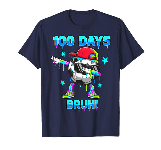 100 Days Bruh Youth Boys Soccer Dabbing 100th Day of School T-Shirt