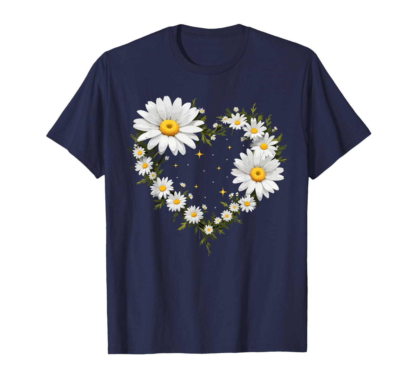 Heart With Daisy Flowers, Daisies With Heart Outline T-Shirt