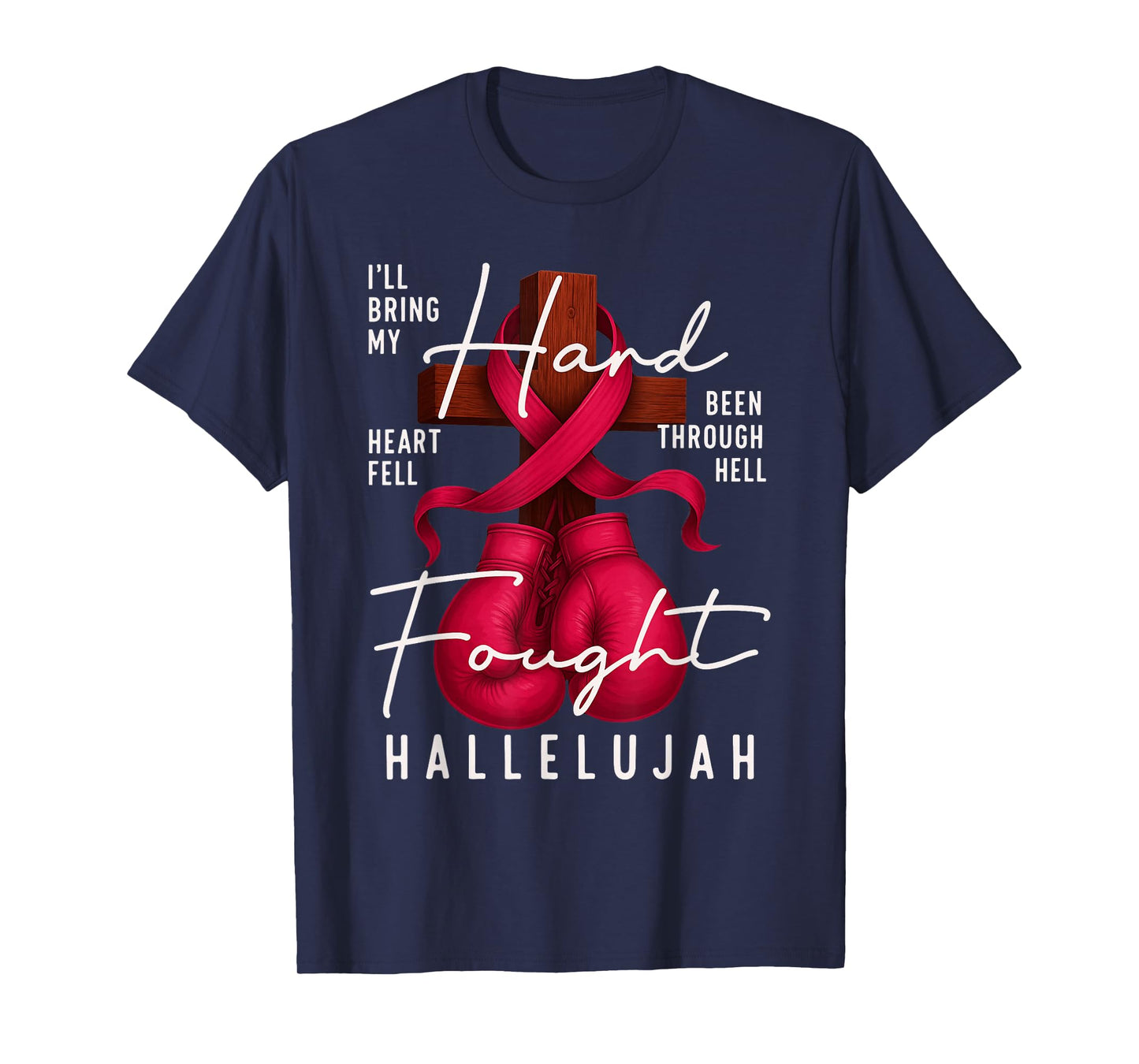 Breast Cancer Awareness Christian Hard Fought Hallelujah God T-Shirt