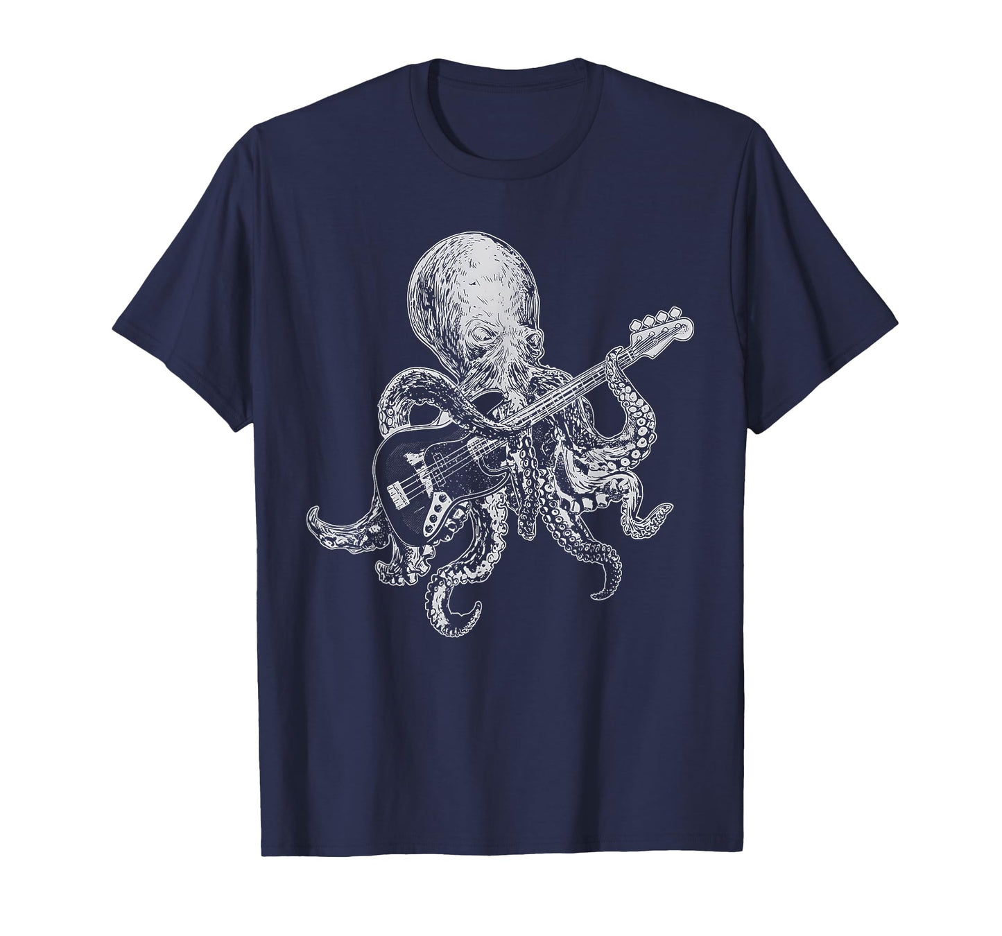 Octopus Playing Bass Guitar Shirt for Men Dad Octopus Lover T-Shirt
