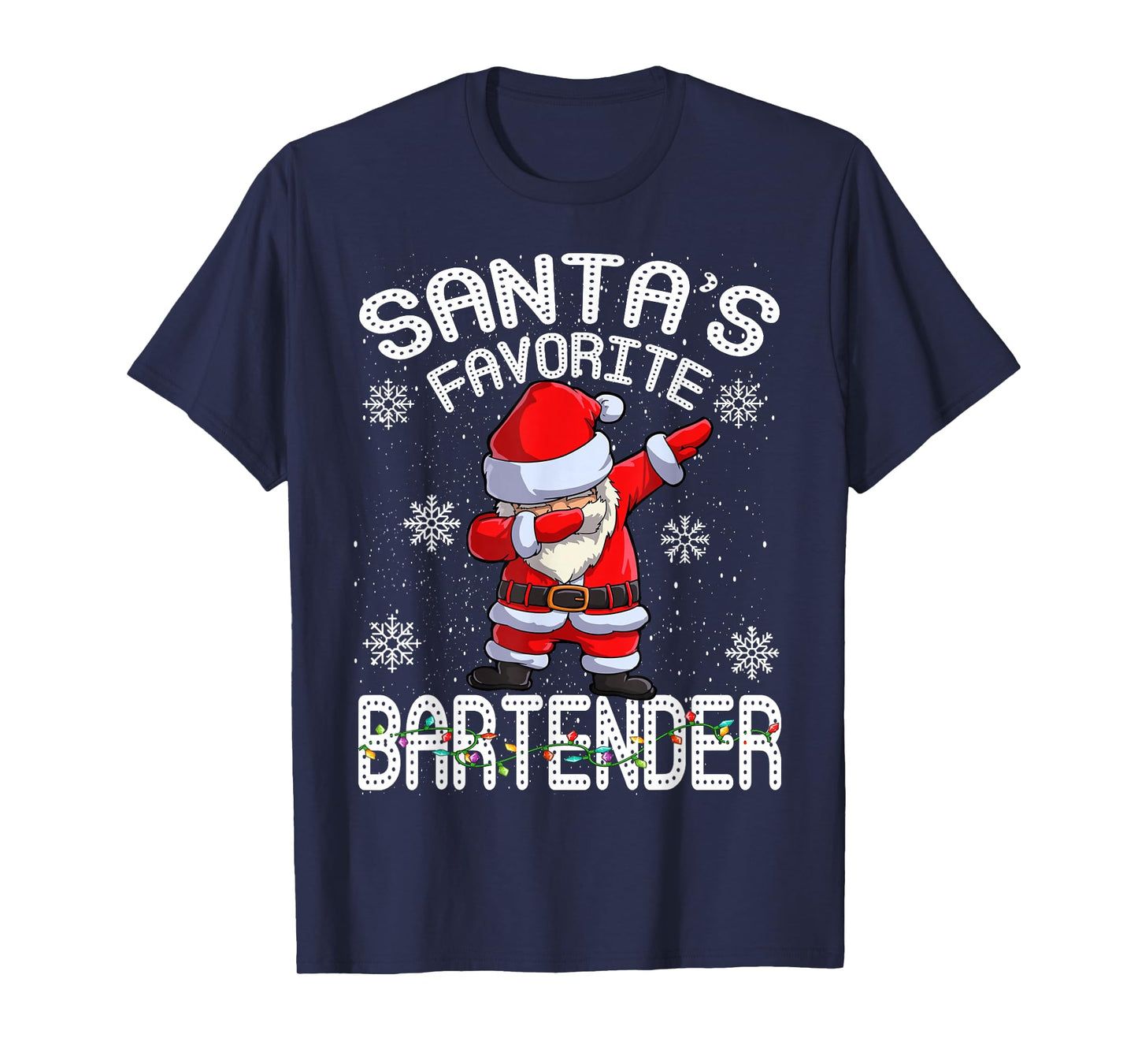 Santa's Favorite Bartender Christmas T-Shirt
