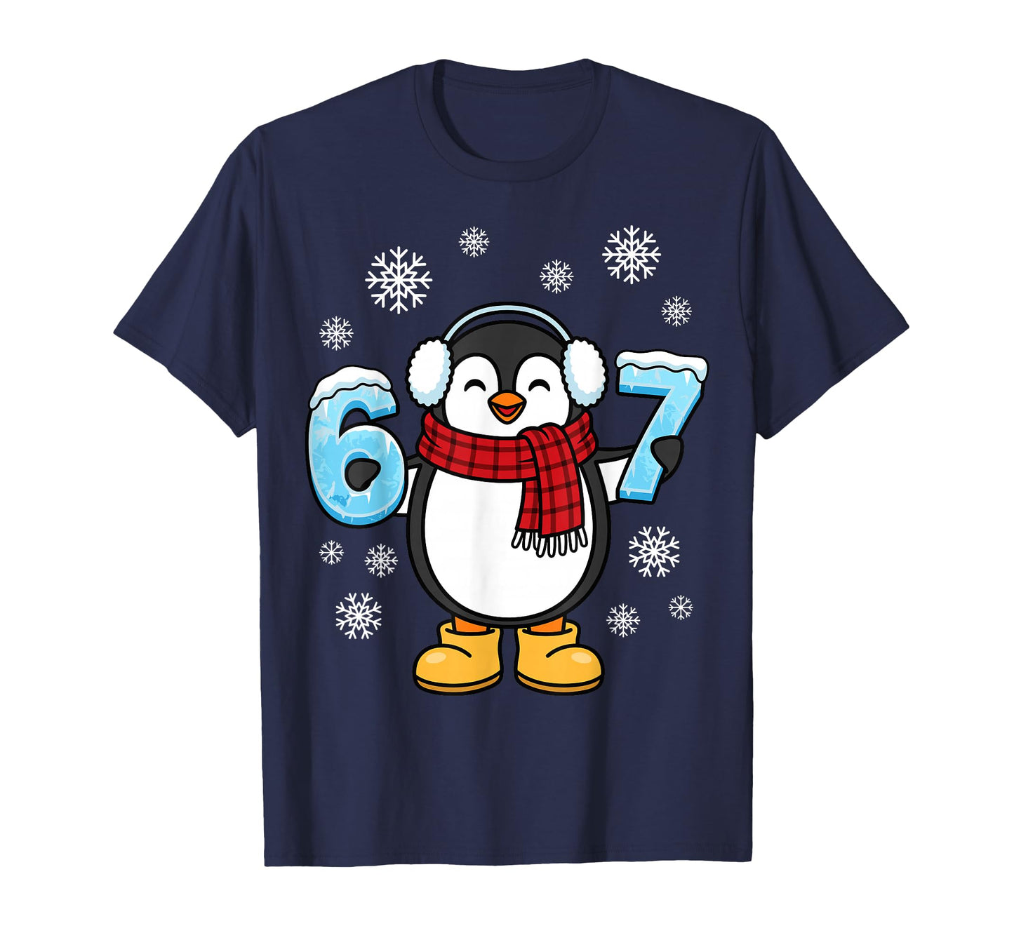 Cute Penguin Ice Number 67 Winter Scarf Earmuffs T-Shirt