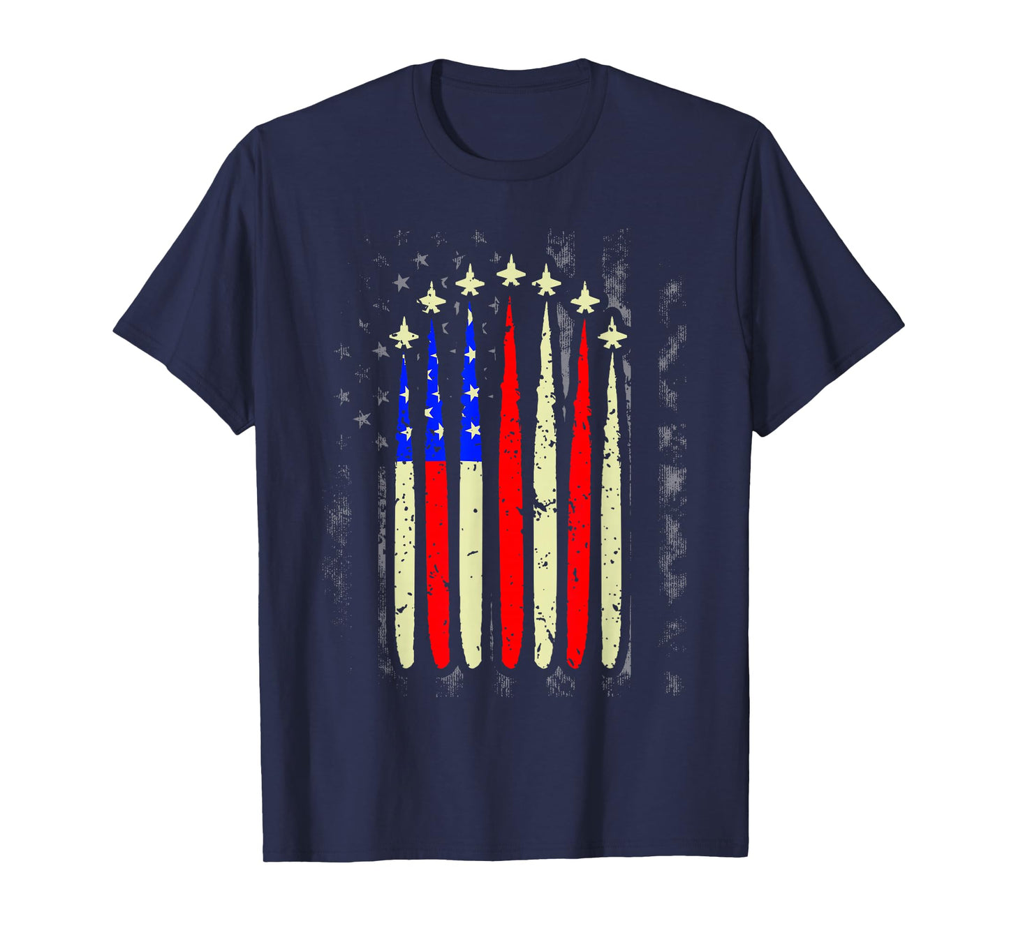 4th of July Jet Fighter American Flag Patriotic Hero Flying T-Shirt