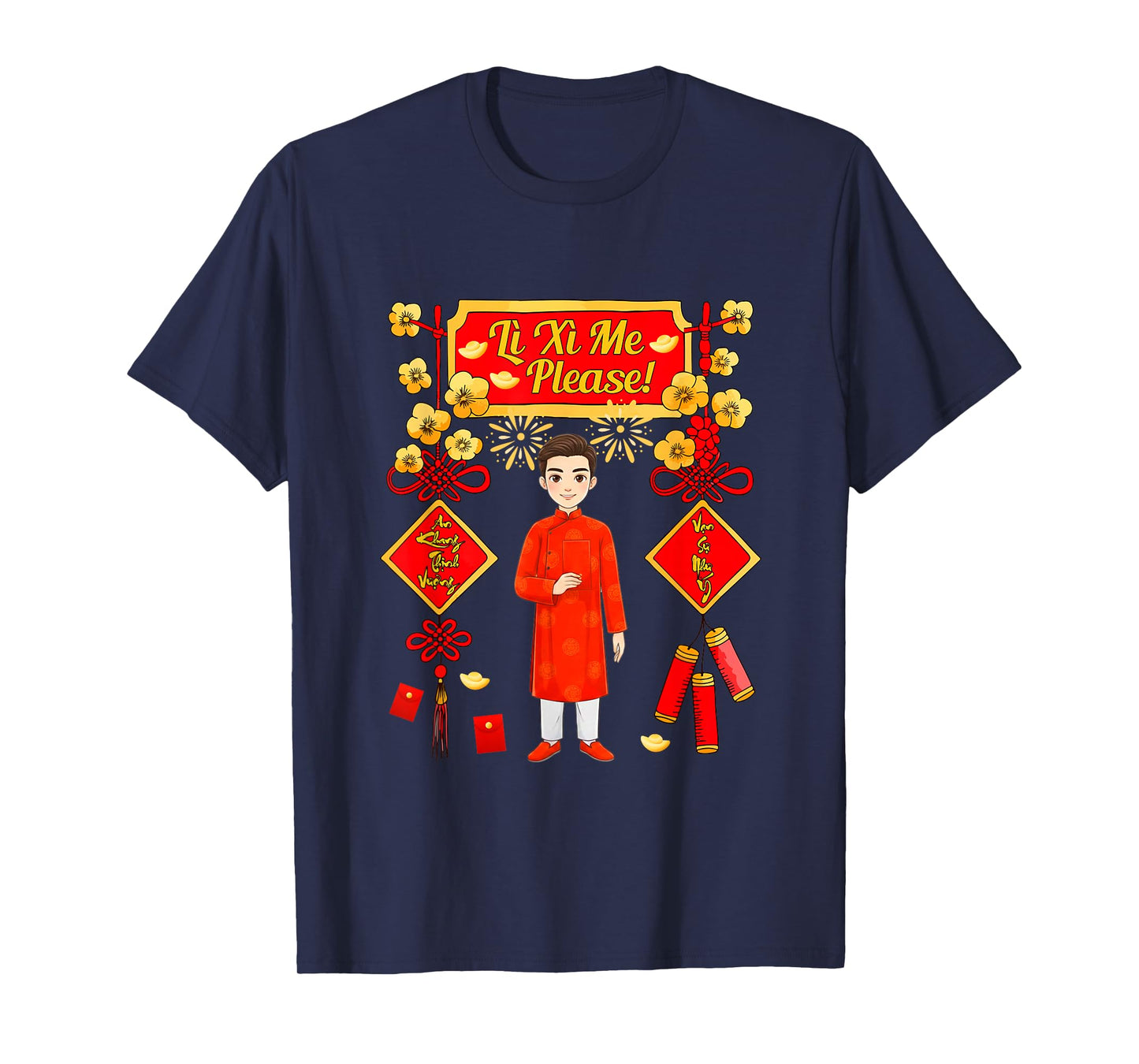 Li Xi Me Please Vietnamese Lunar New Year Man Ao Dai T-Shirt