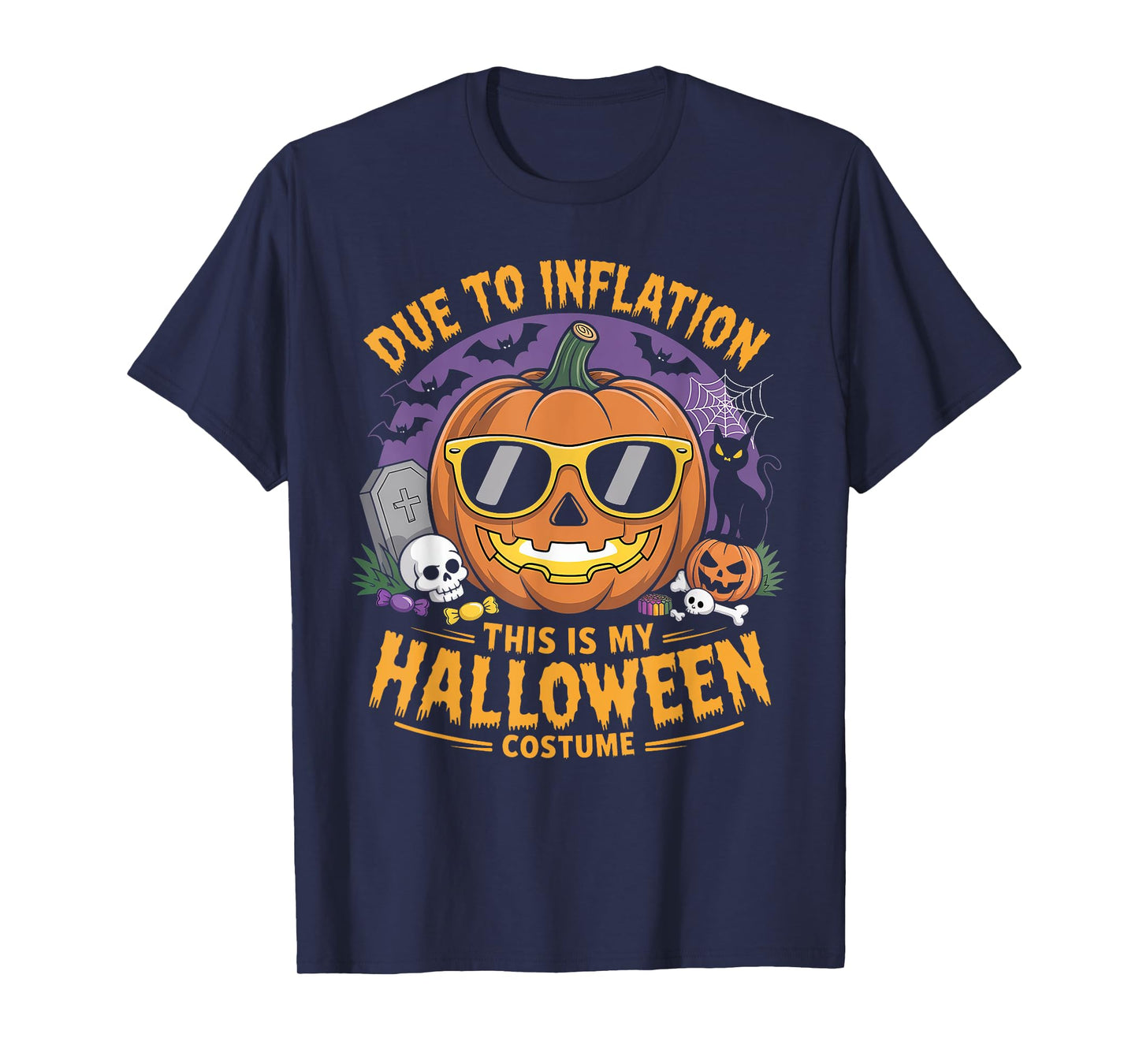 Due to Inflation This is My Halloween Costume Funny Pumpkin T-Shirt