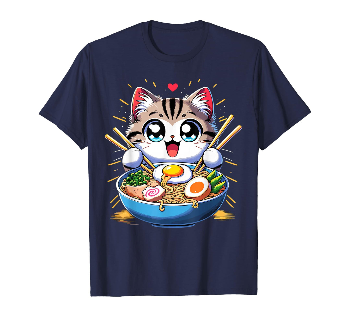 Kawaii Cat Japanese Anime Manga Cat Ramen T-Shirt