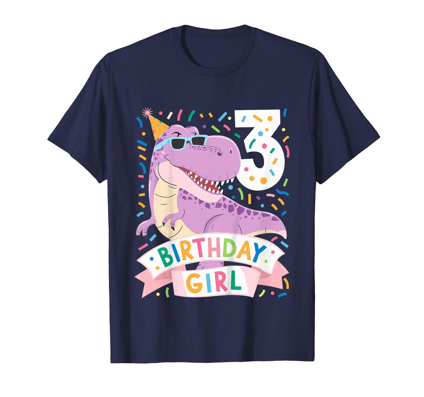 Kids 3 Year Old T Rex Dinosaur 3nd Birthday Girl T-Shirt