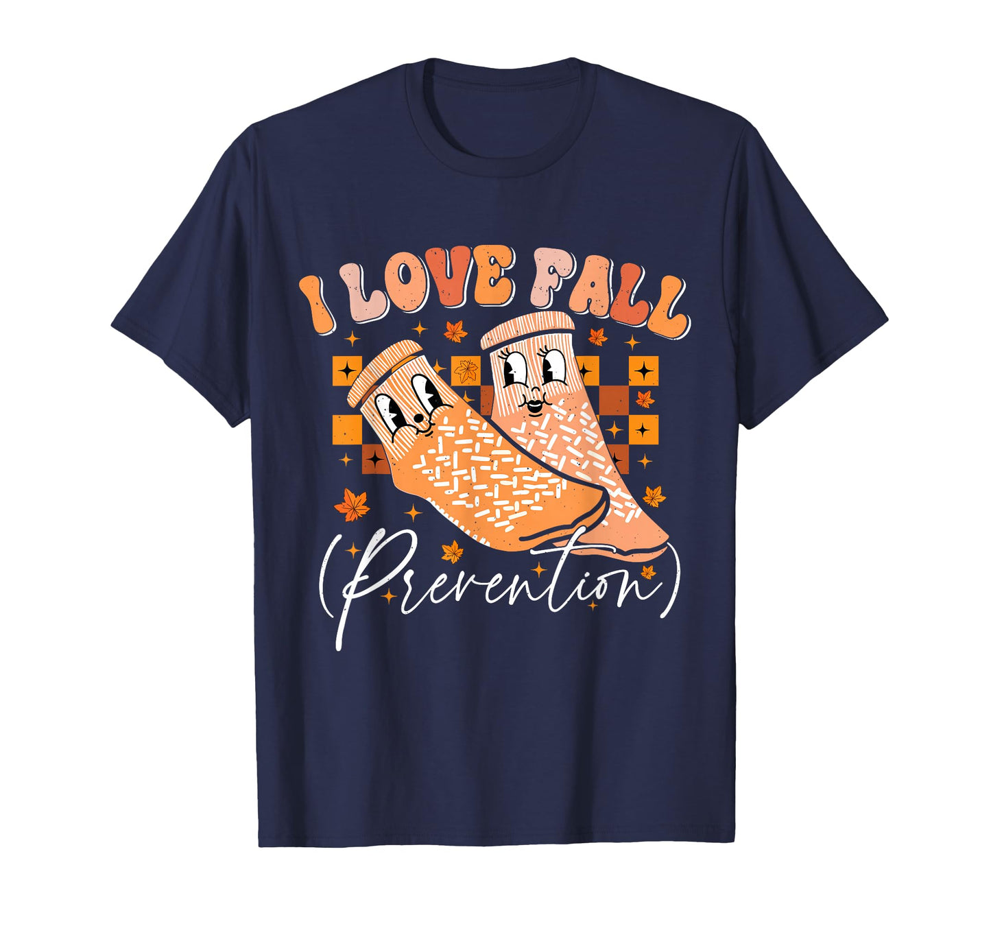 Groovy Retro I Love Fall Prevention Fall Physical Therapy T-Shirt