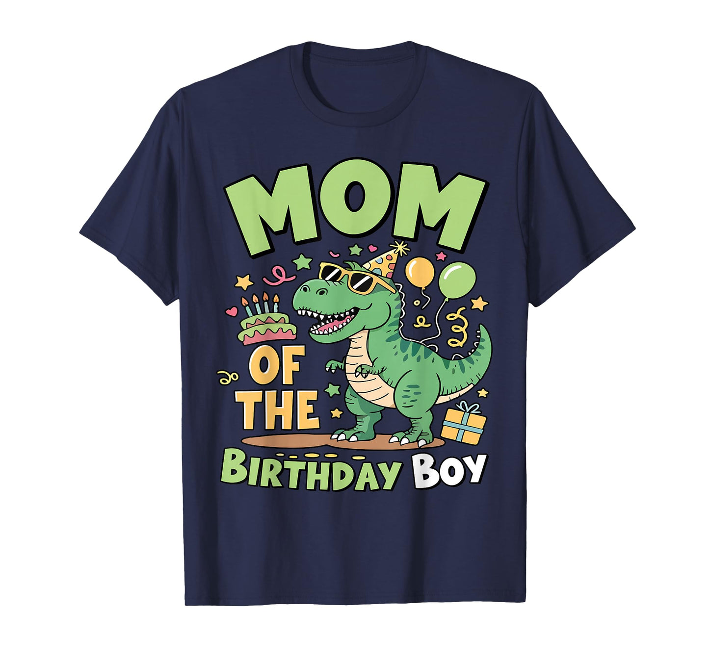 Mom of The Birthday Boy T Rex Dinosaur Family Party Womens T-Shirt