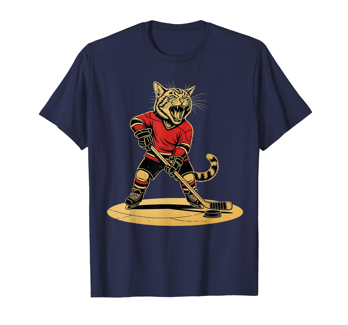 Funny Ice Hockey Cat. Playing Ice Hockey T-Shirt