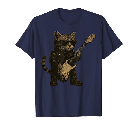 Rockstar Cat with Guitar T-Shirt
